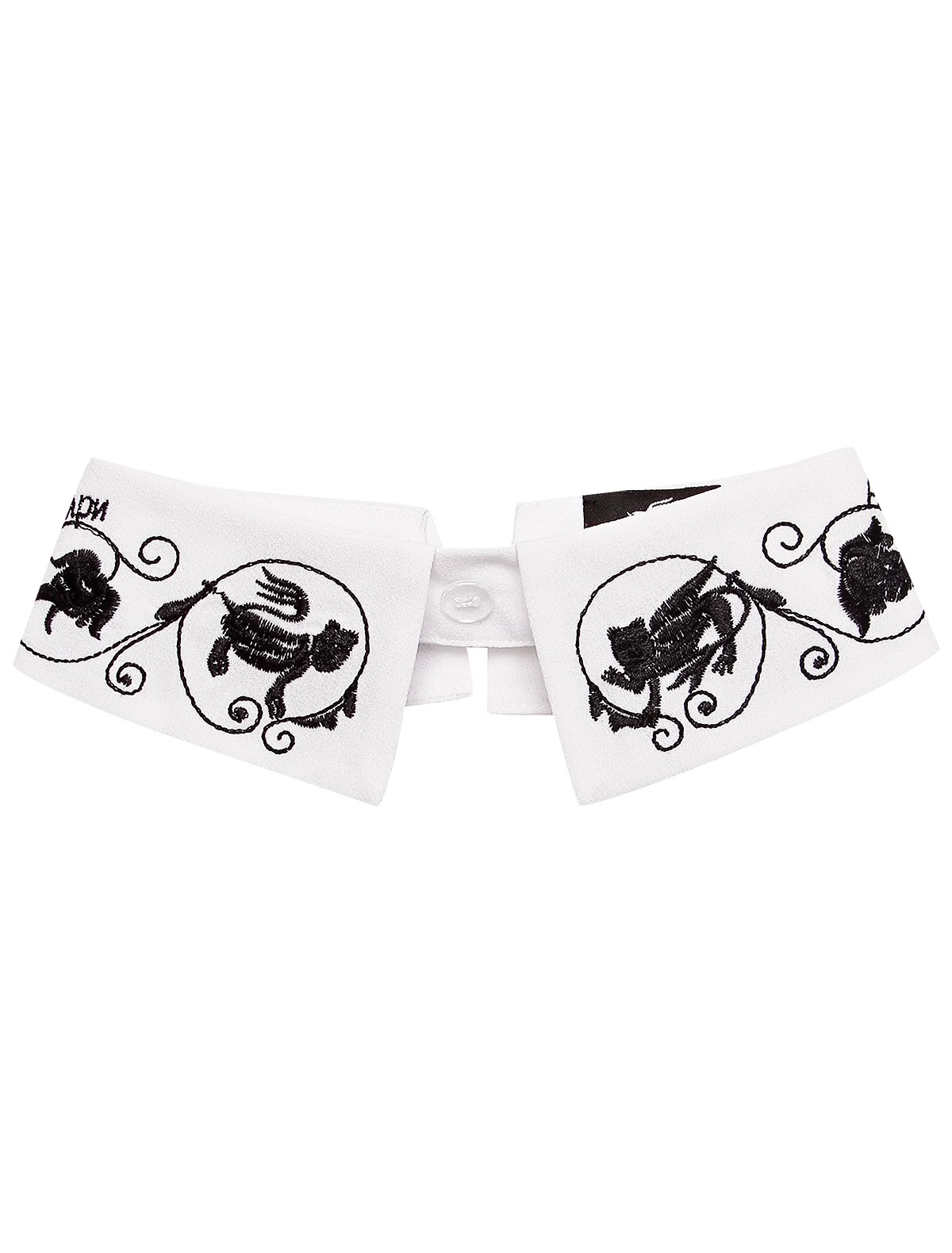 Белый воротник с черной вышивкой