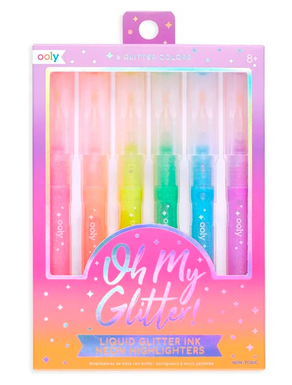 Набор цветных маркеров с блестками, 6шт