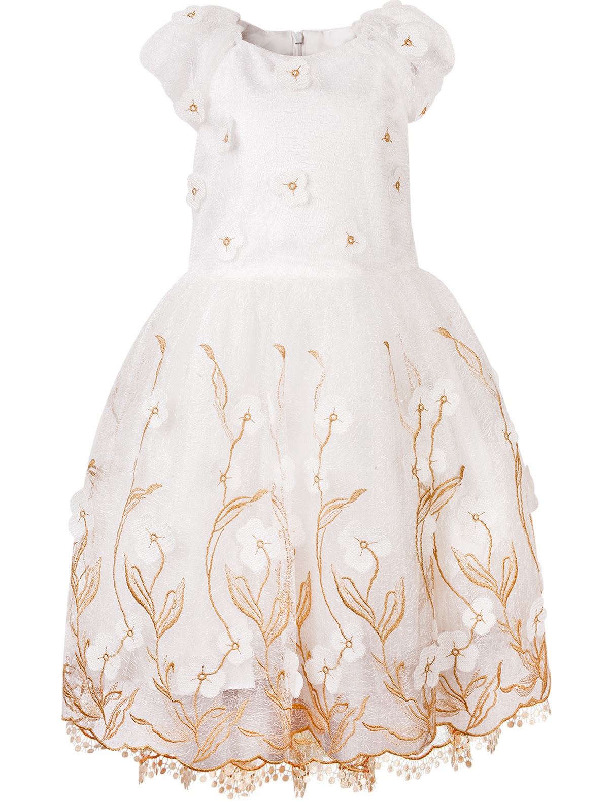 Платье расшитое золотистыми цветами