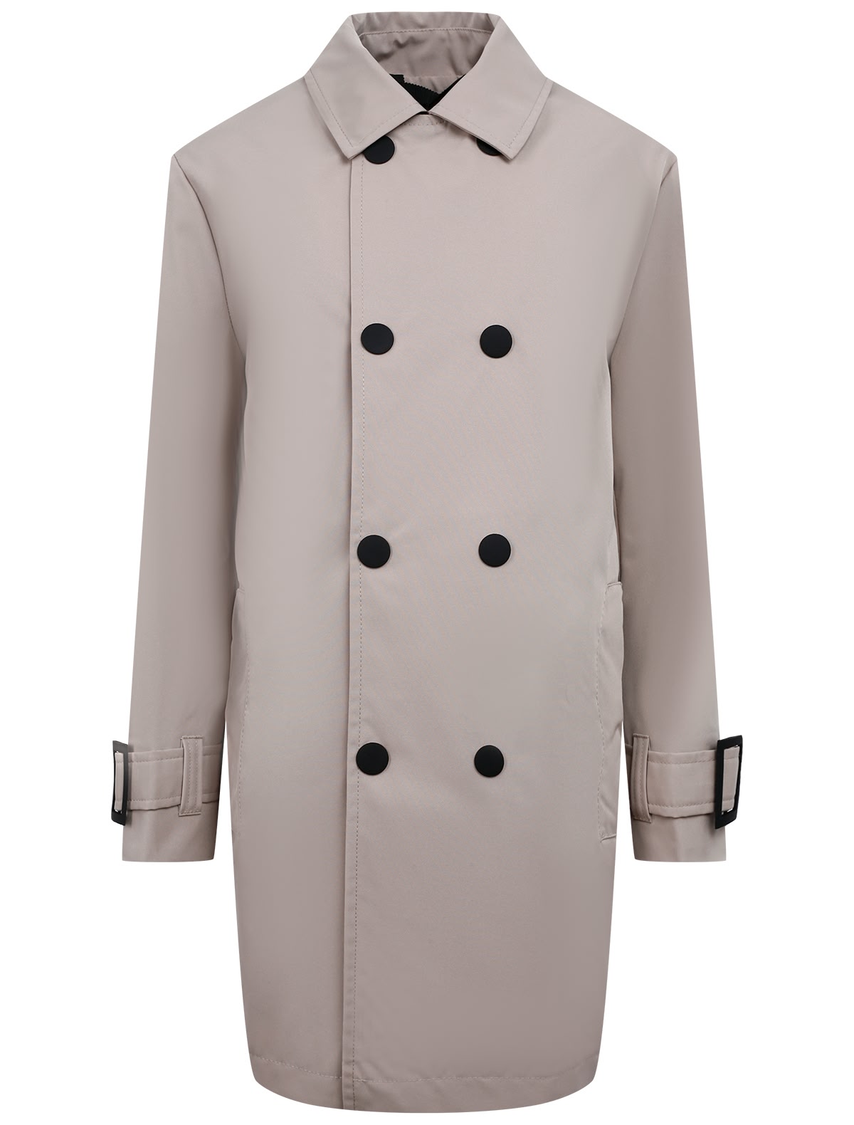 Светло-бежевый двубортный плащ