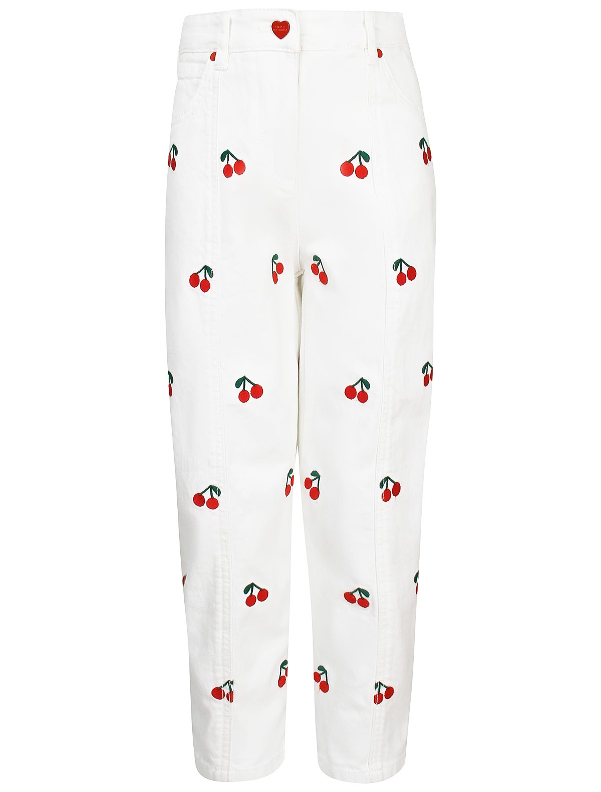 Кремовые брюки с вишнями