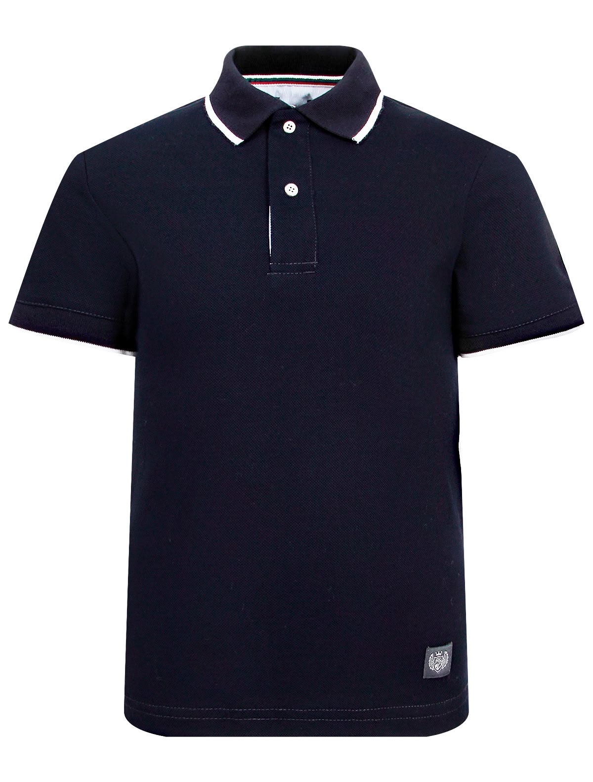 Синее поло с белой окантовкой