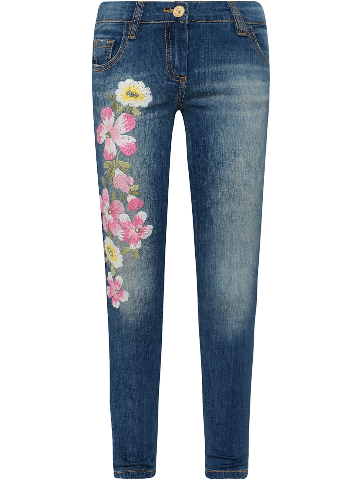 Джинсы с вышивкой цветов