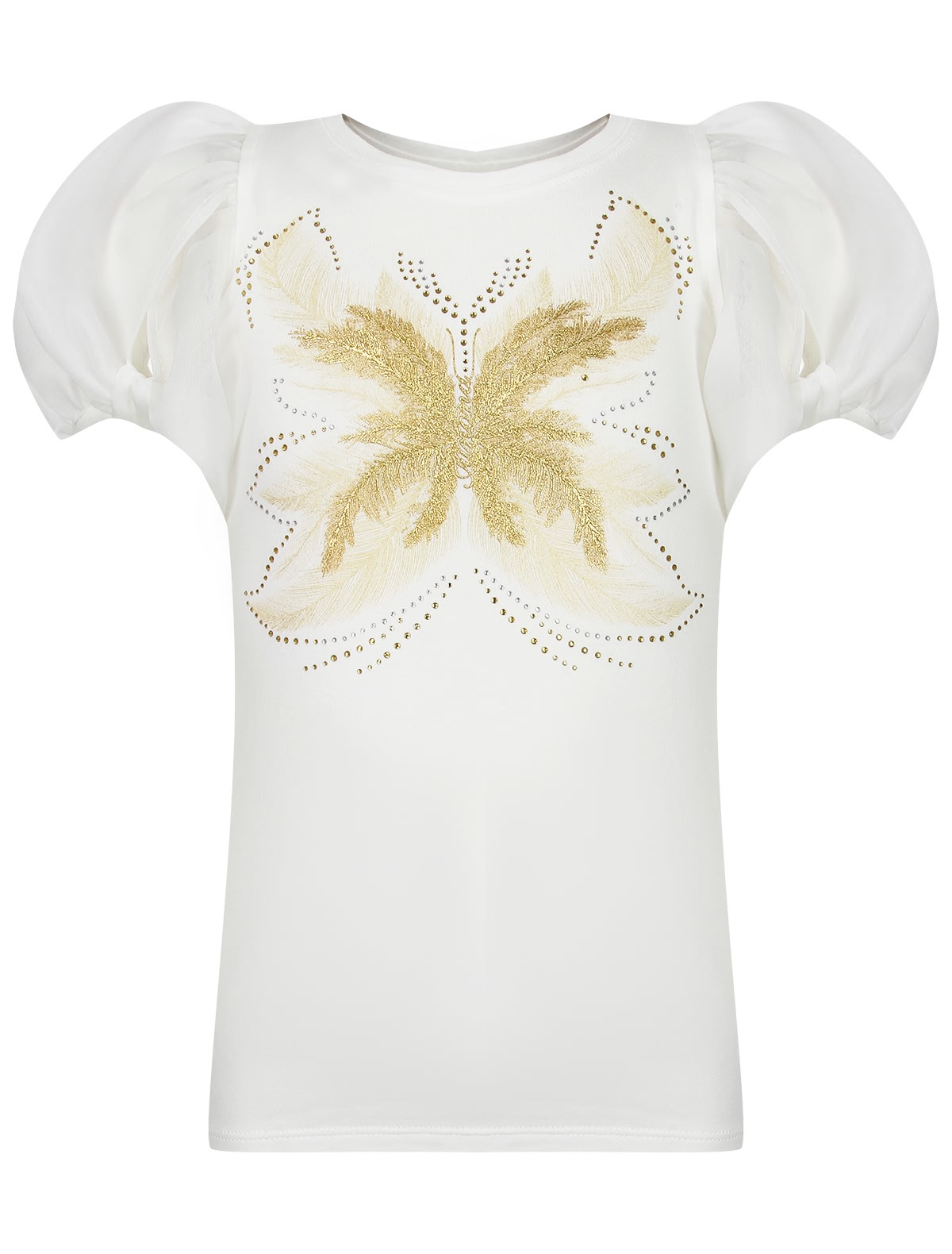 Футболка с аппликацией и объемными рукавами