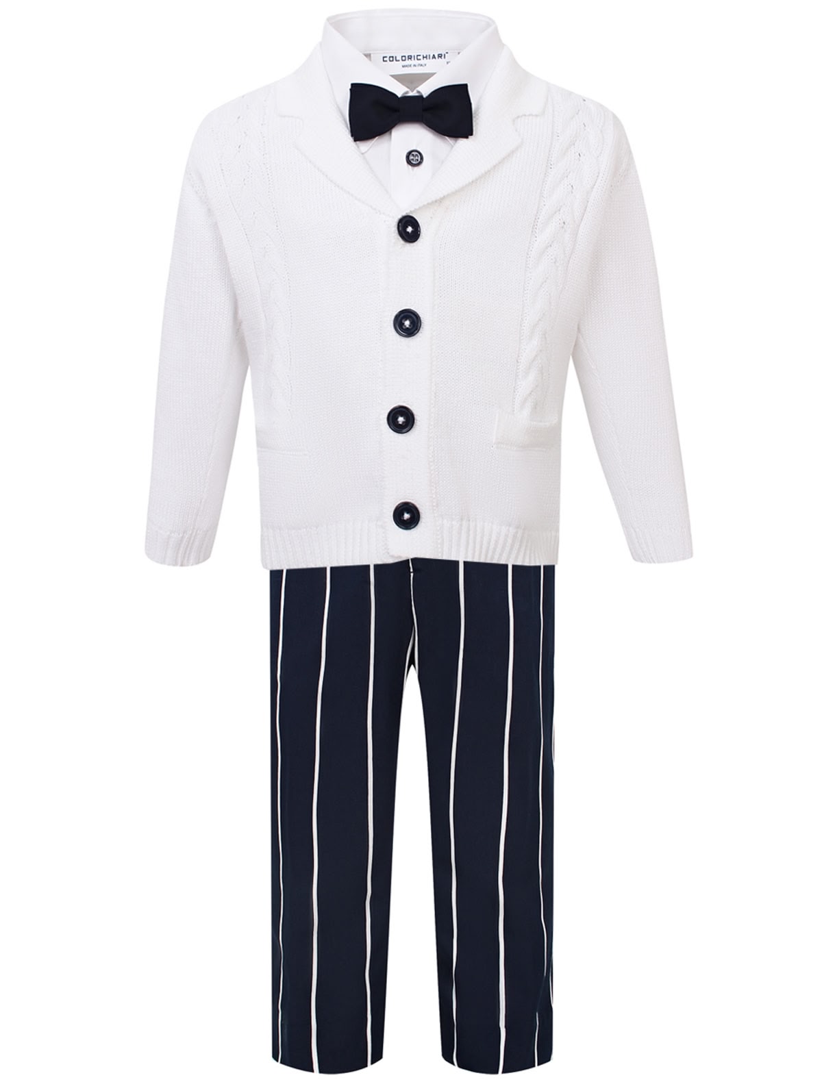 Комплект из брюк, рубашки, кардигана и бабочки