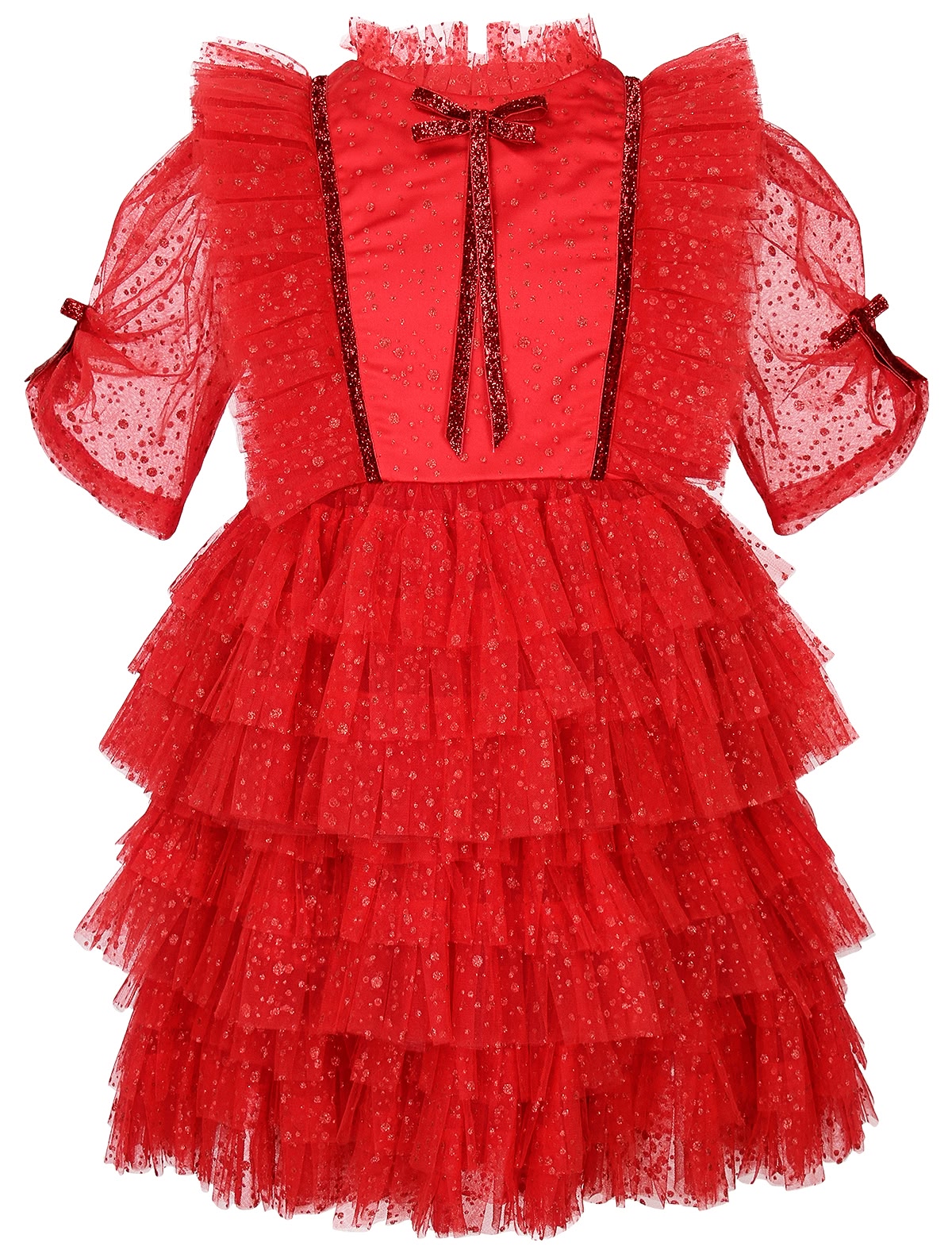 Красное платье с ярусной юбкой