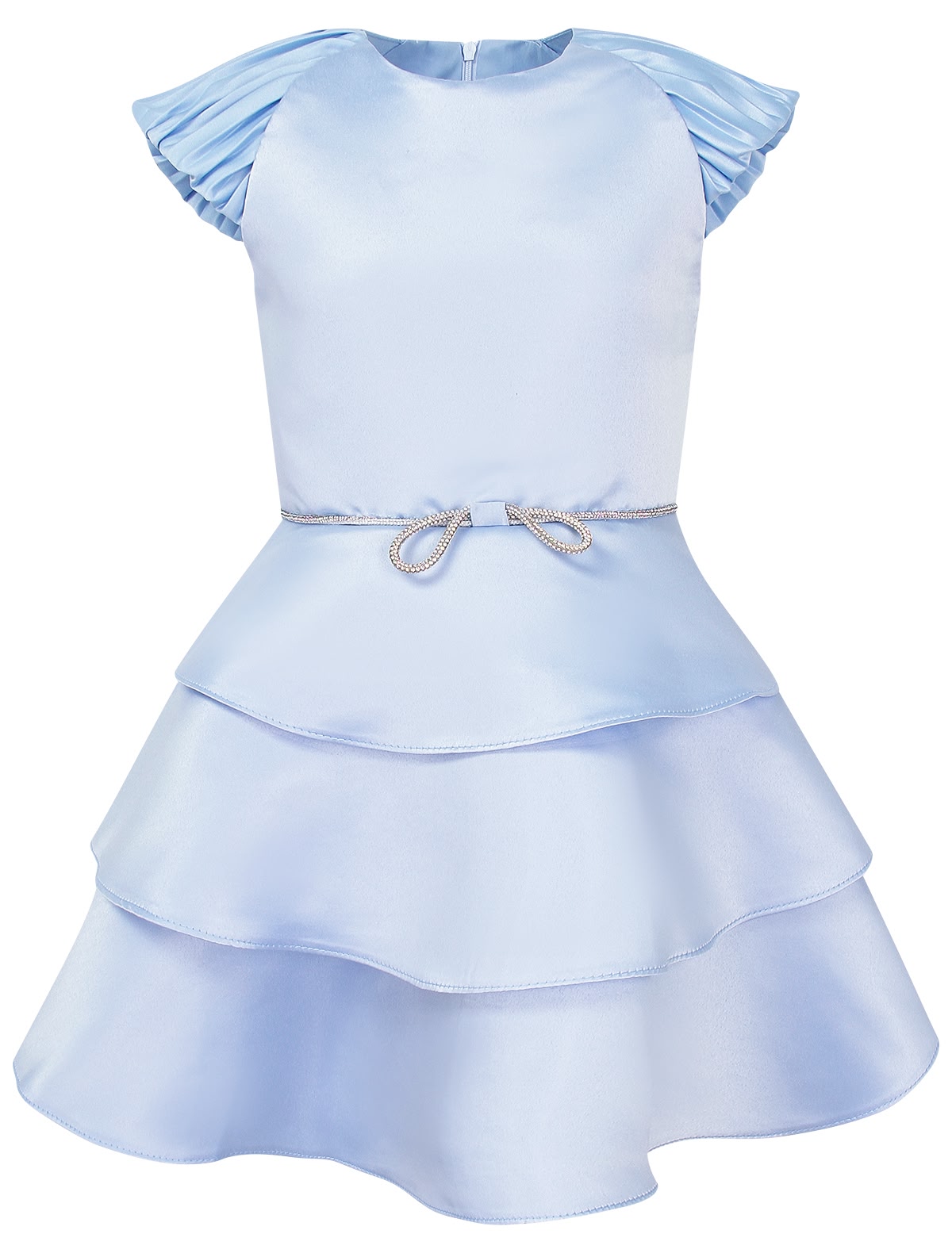 Голубое атласное платье