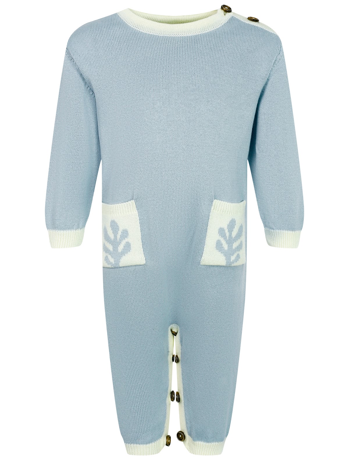 Серо-голубой комбинезон с накладными карманами