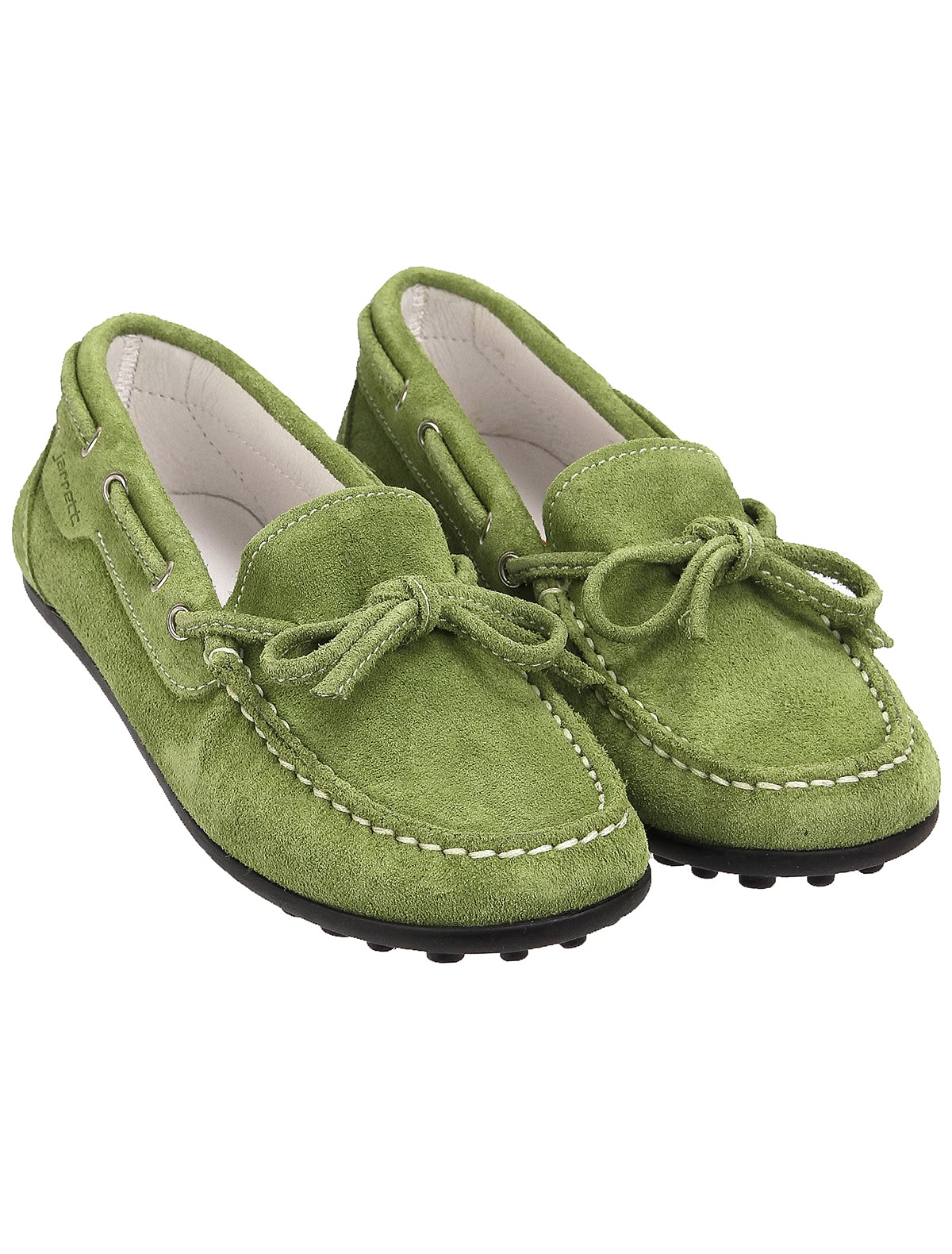 Замшевые мокасины зелёного цвета