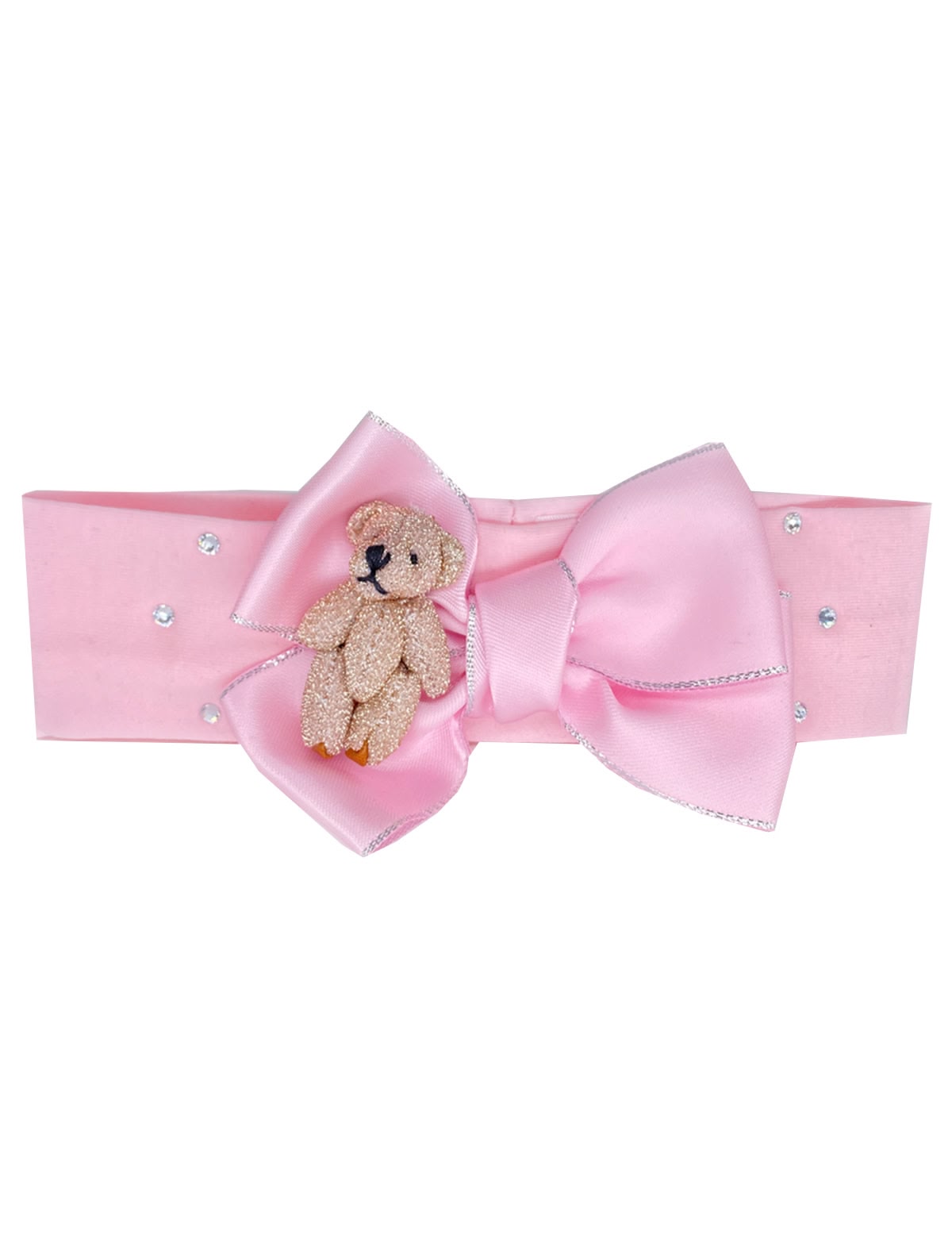 Повязка розовая с бантиком и мишкой