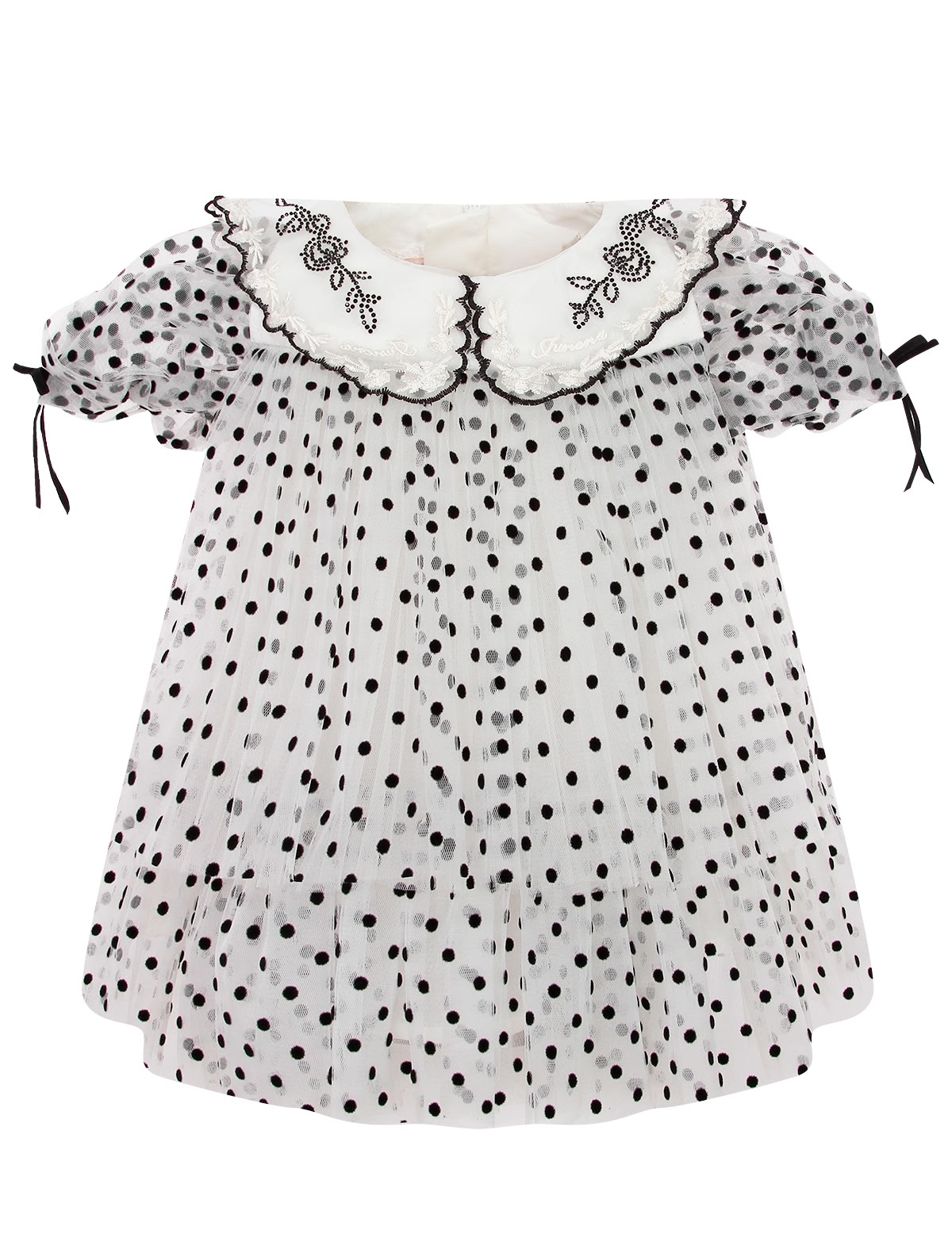 Платье в горошек с отложным воротником