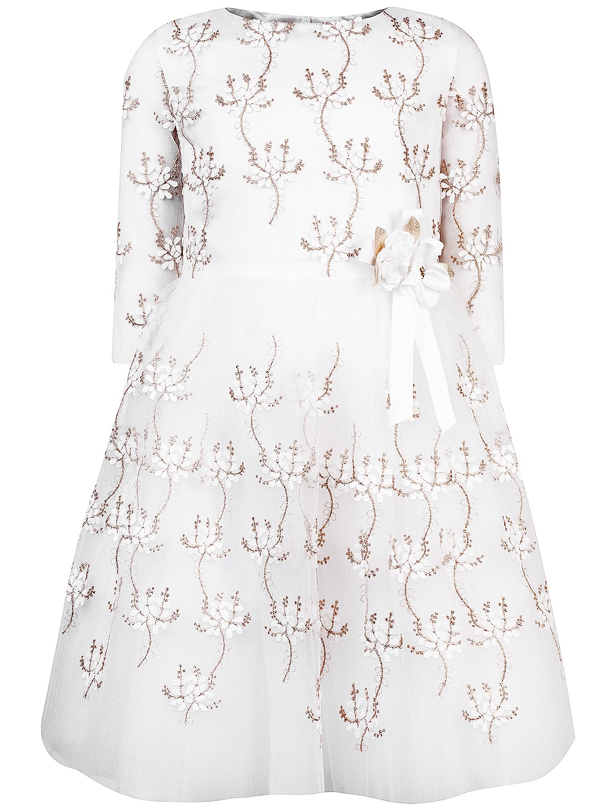 Платье с вышивкой и аппликацией