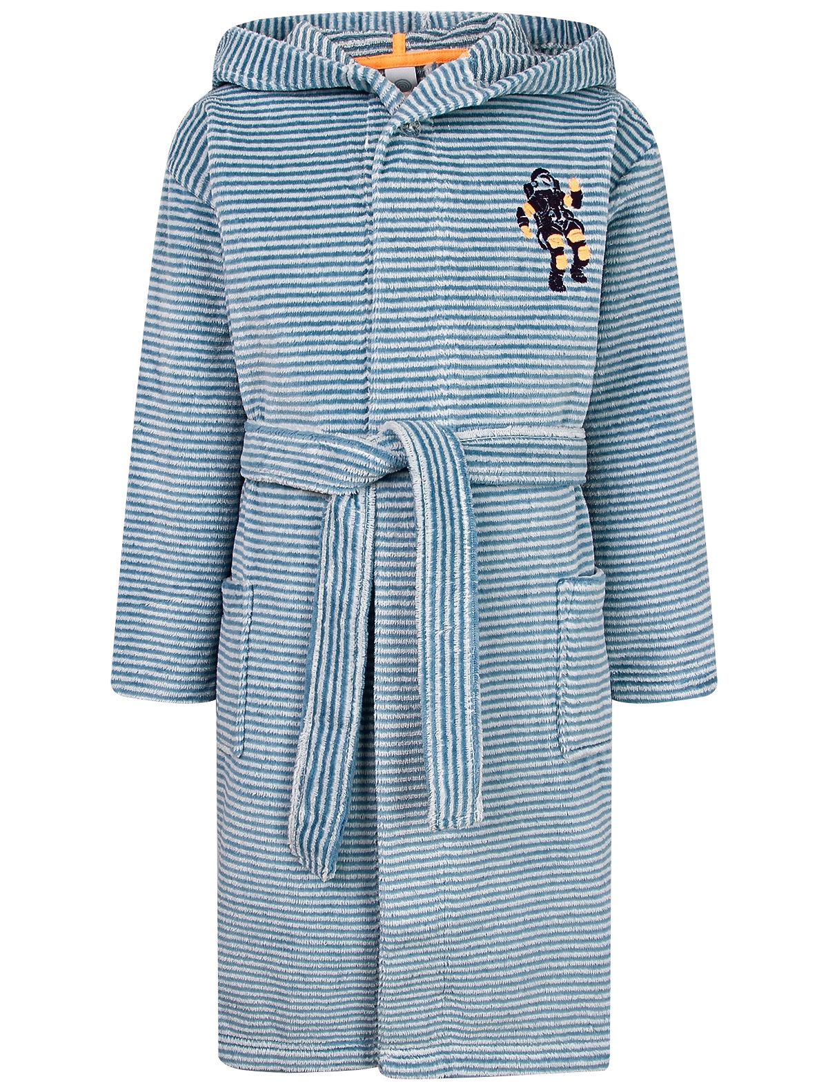 Голубой халат в полоску