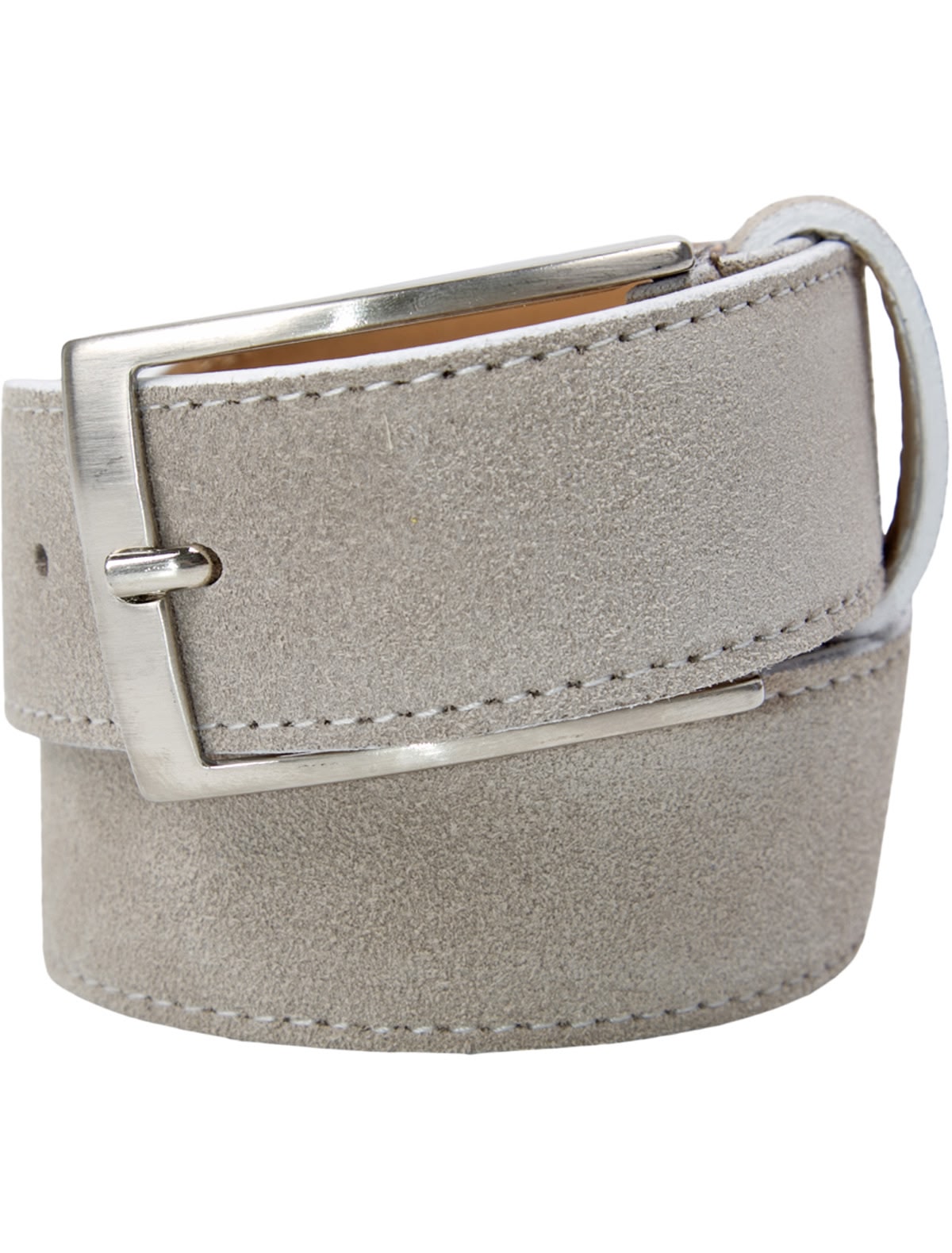 Серый ремень из натуральной кожи