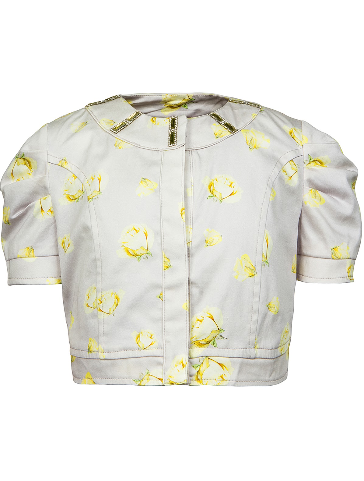 Серый жакет с цветочным принтом