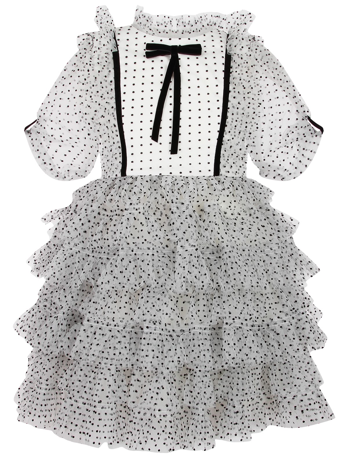 Платье в горошек с ярусной юбкой