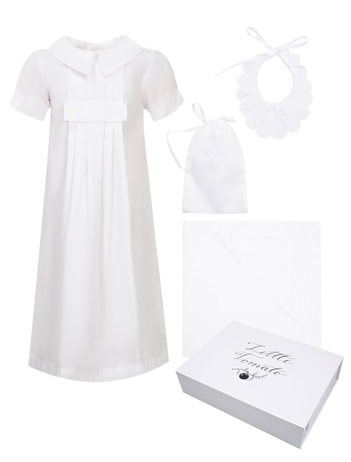 Хлопковый крестильный набор белого цвета