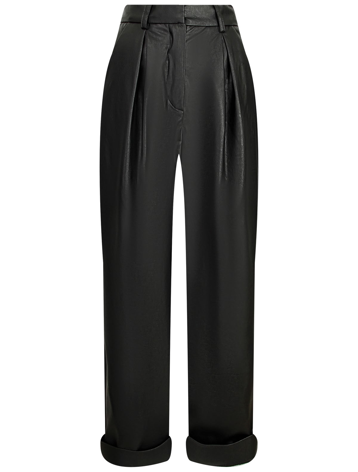 Брюки из экокожи с защипами