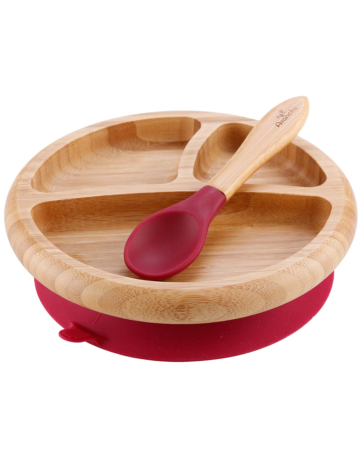 Бамбуковая тарелка Baby+ложка (Magenta)