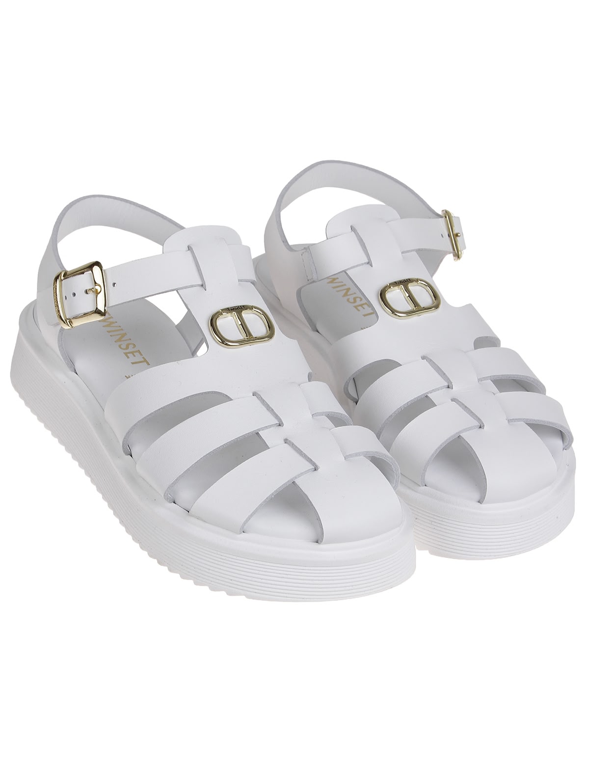 Белые босоножки из кожи