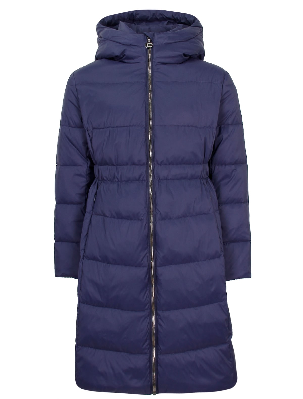 Синее дутое пальто