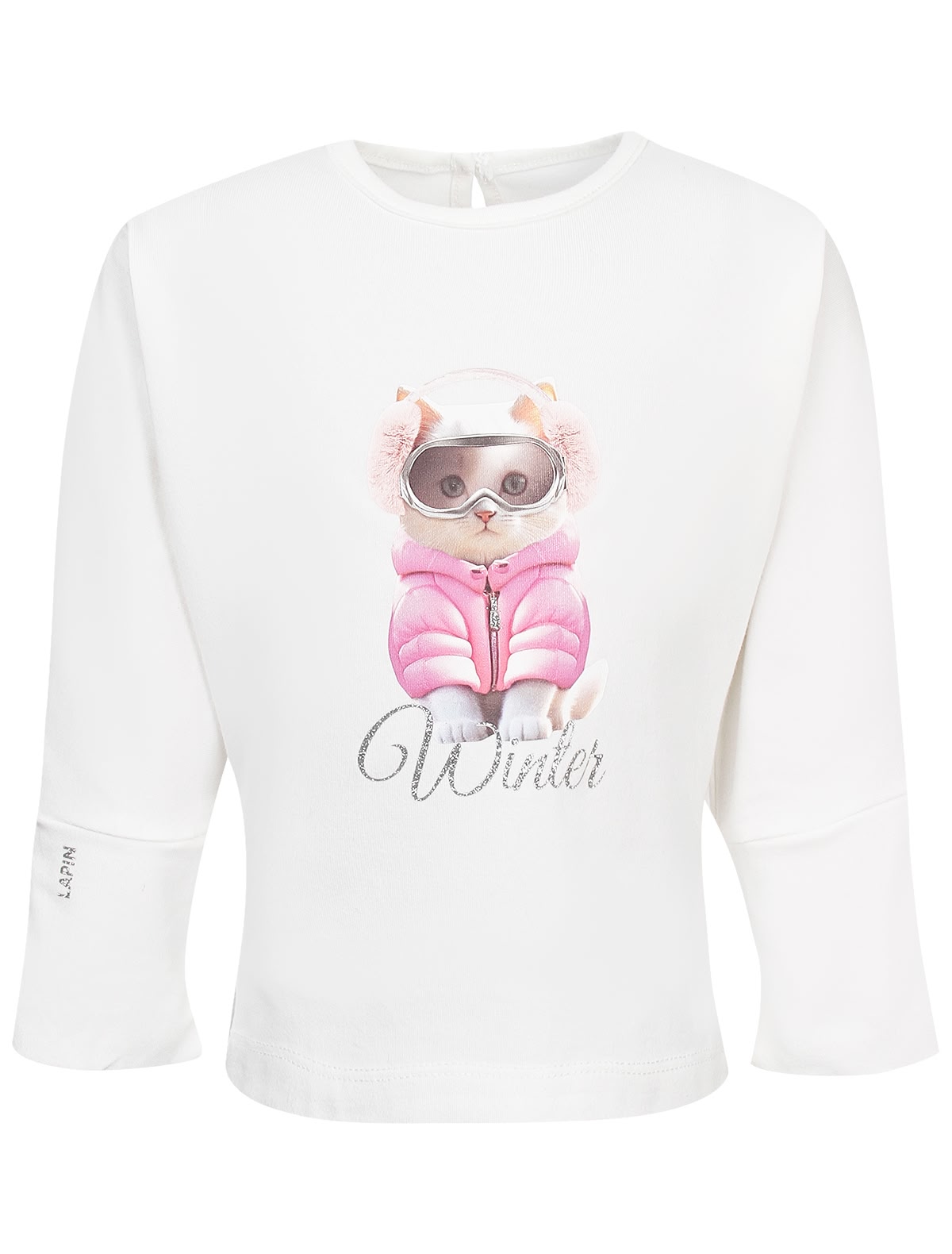 Белый лонгслив с котиком