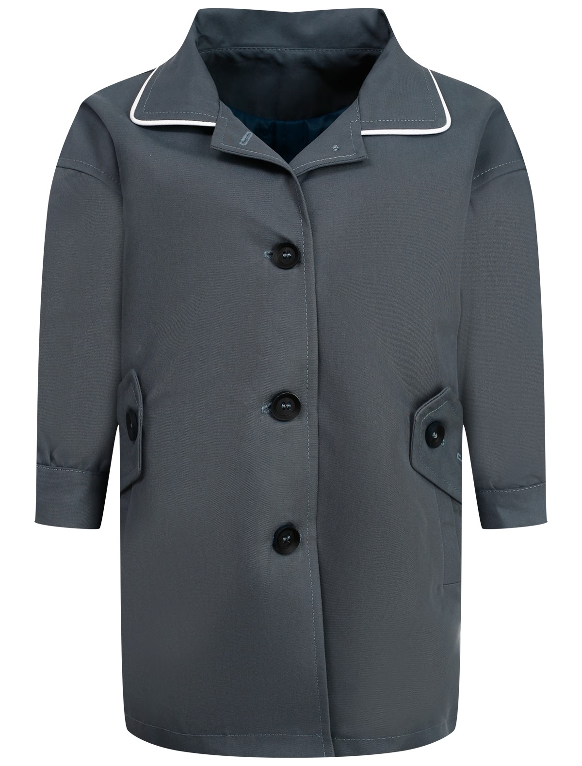 Синий однобортный плащ