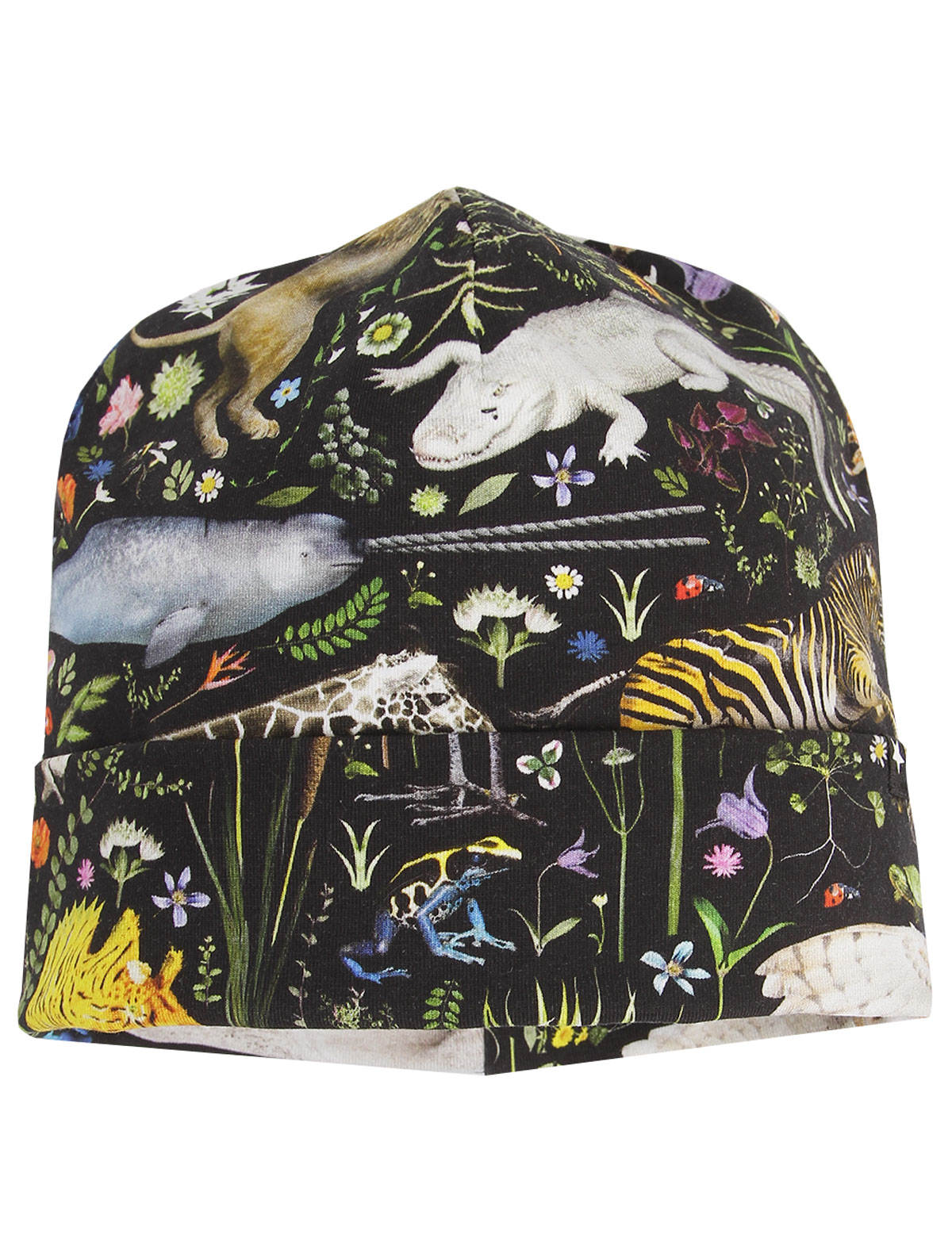 Черная шапка с принтом Животные