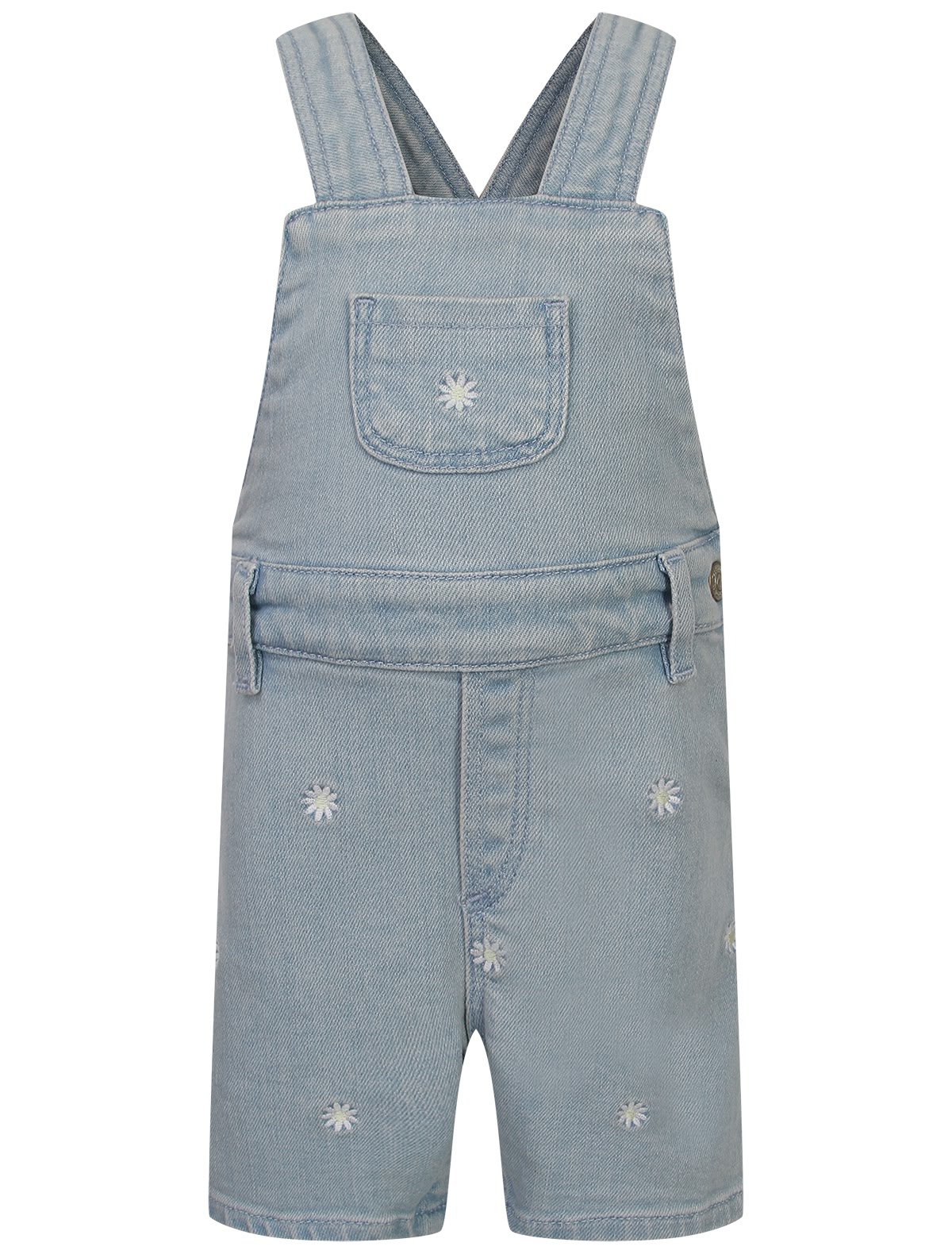 Джинсовый комбинезон с вышитыми ромашками