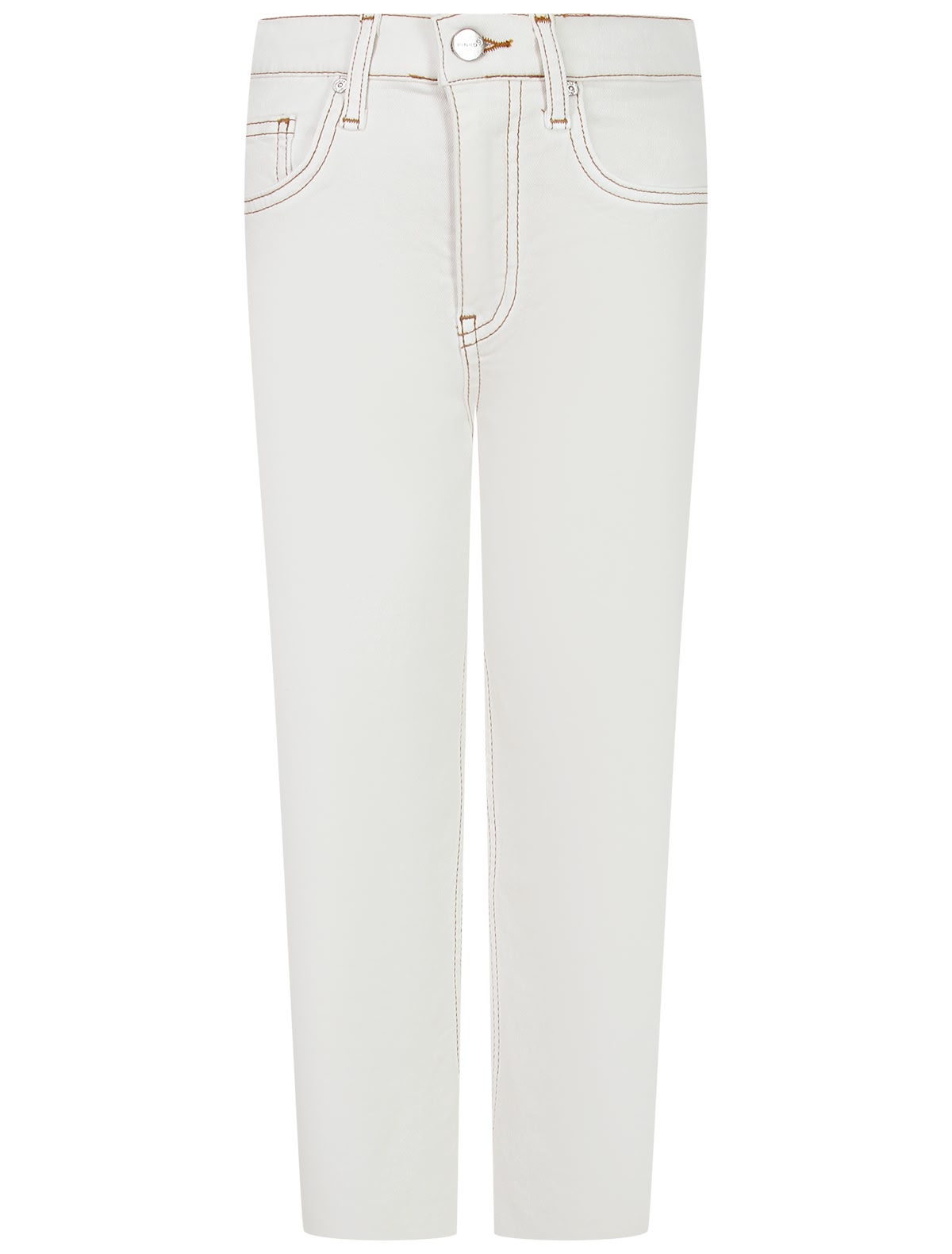 Кремовые джинсы с контрастной строчкой