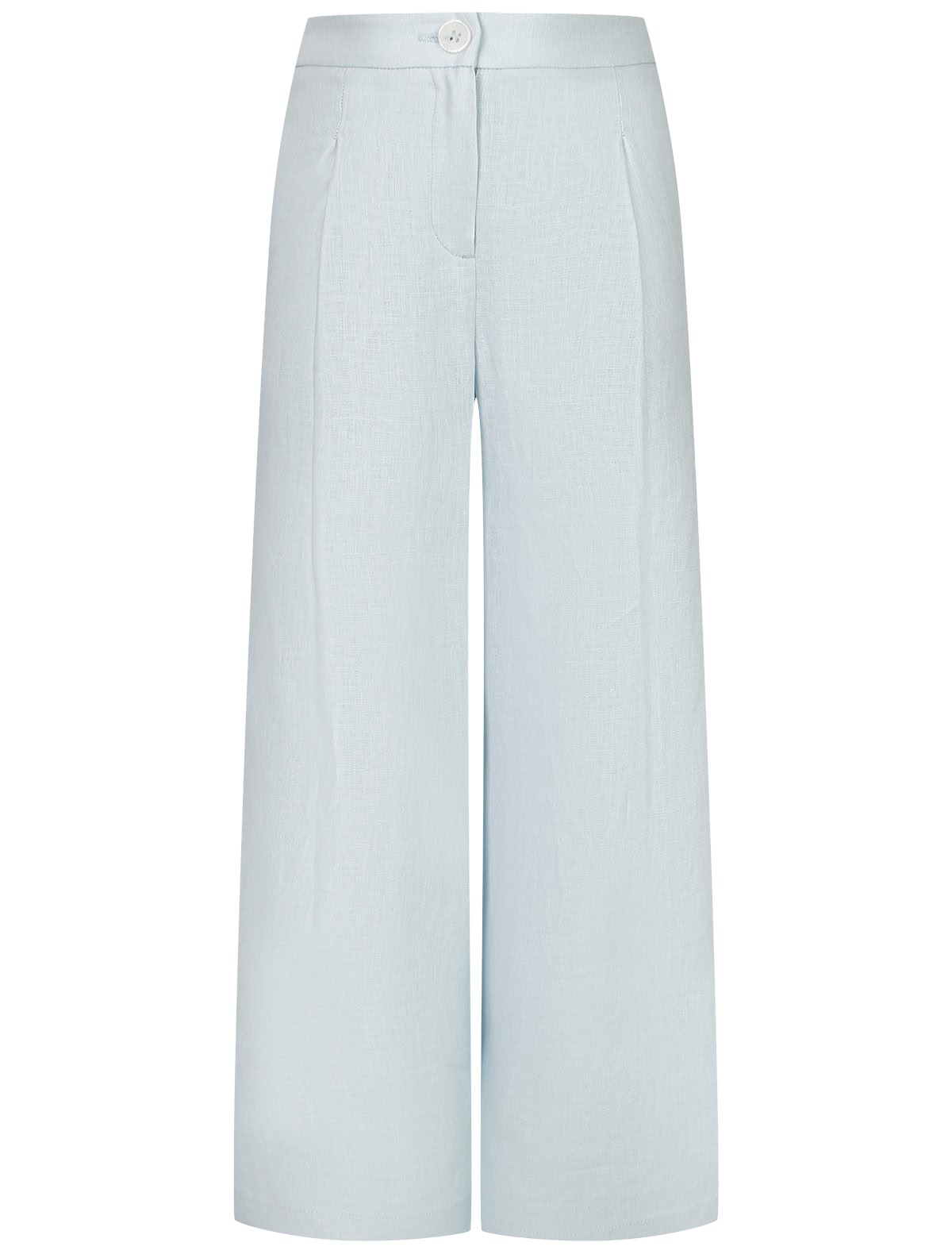 Голубые брюки из льна