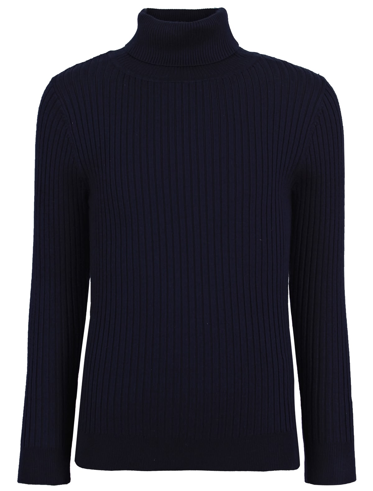 Синяя водолазка в рубчик