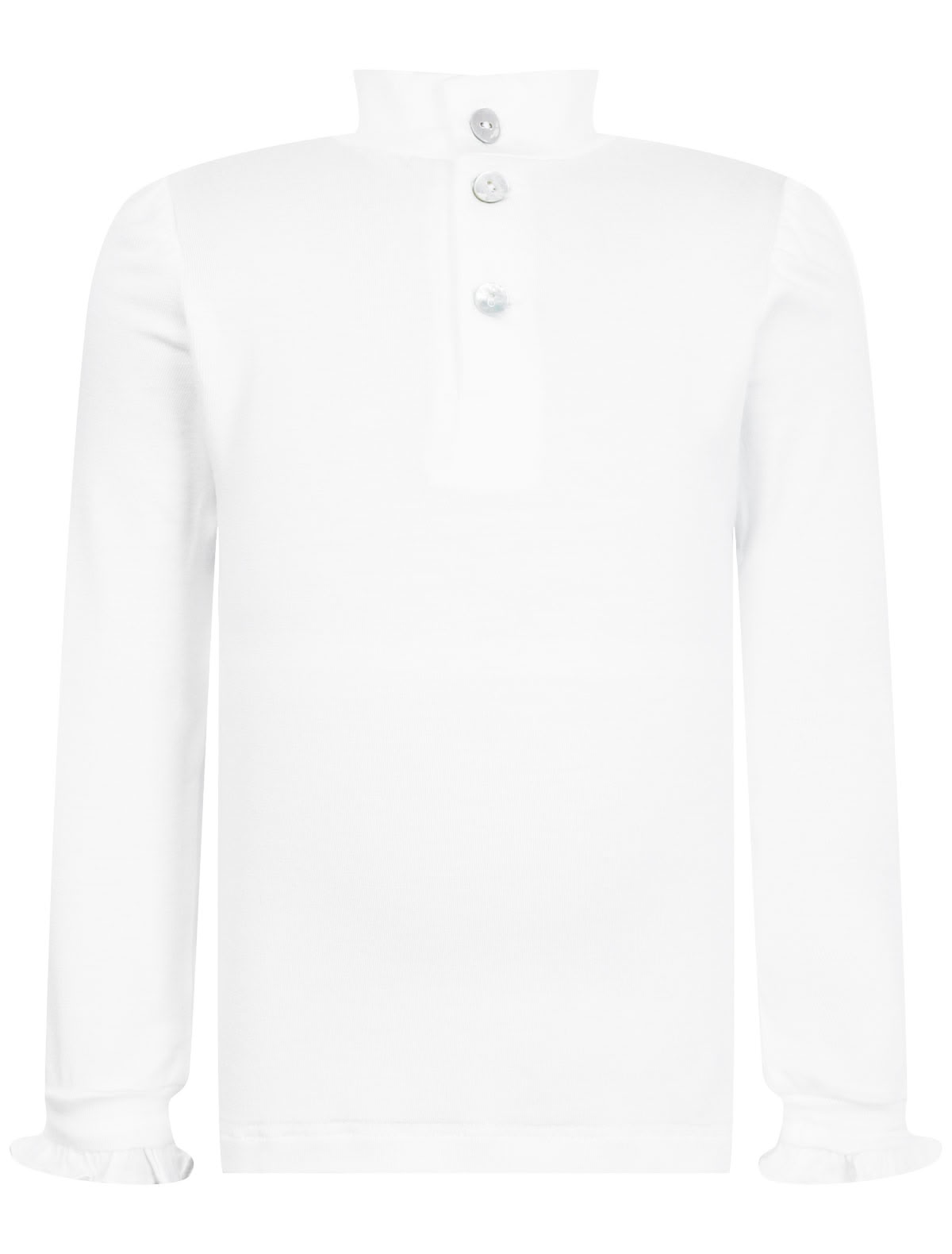 Белая водолазка с декоративными пуговицами