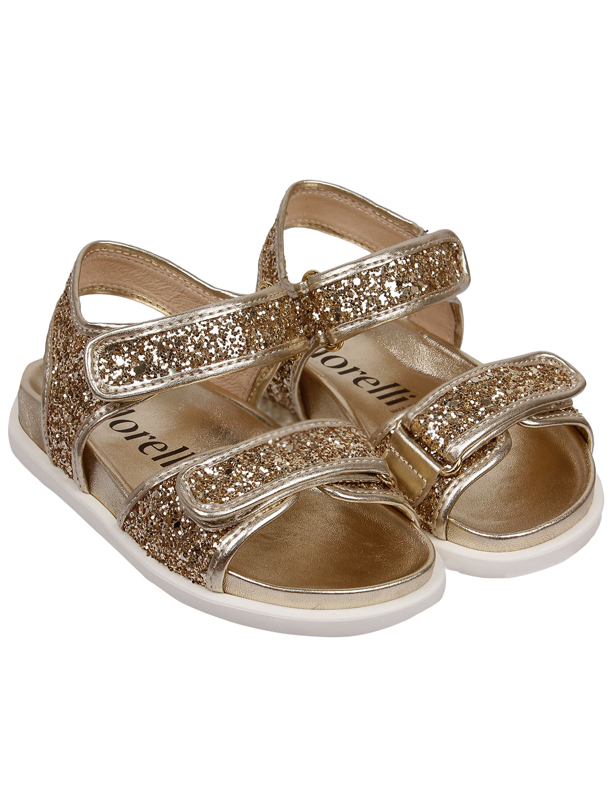 Босоножки с золотым глиттером