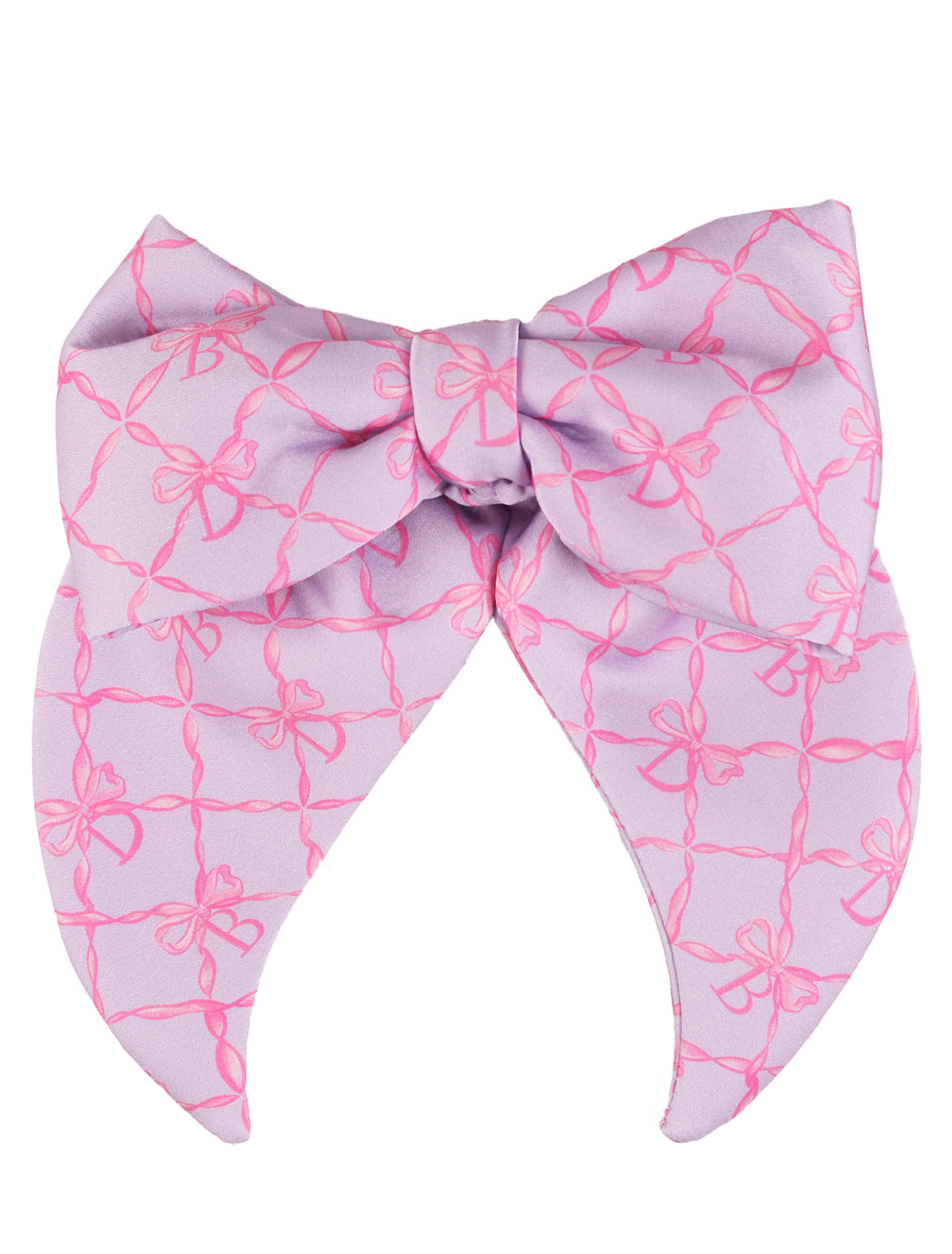 Сиреневая заколка бантик с узором