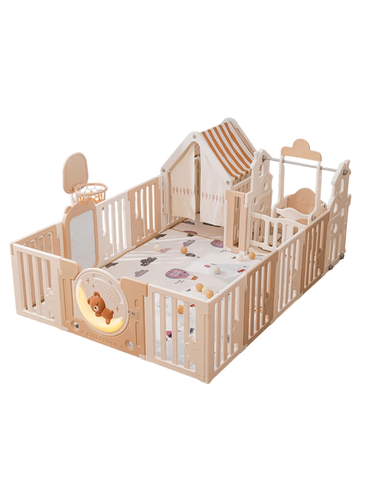 Манеж UNIX Kids DeLuxe House Camel