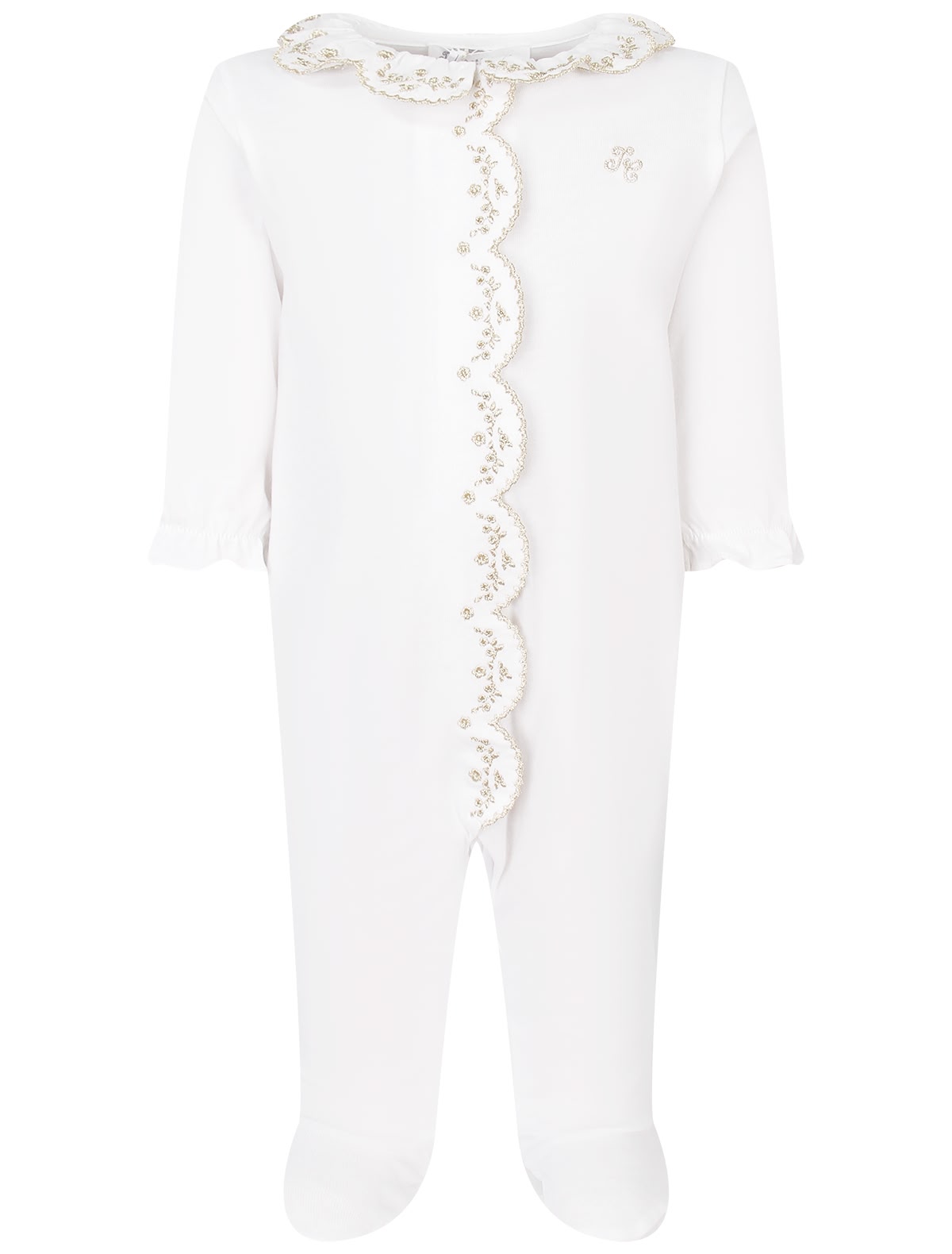 Белый комбинезон с золотистой вышивкой
