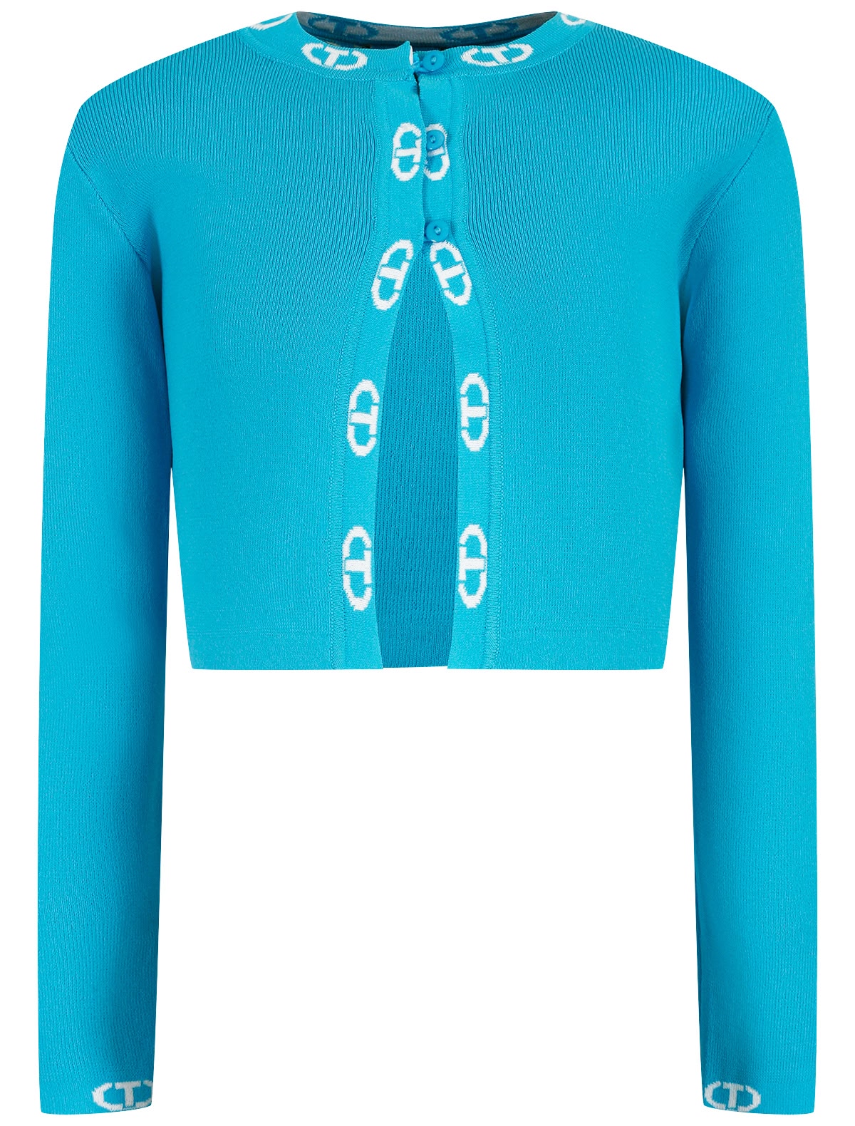 Голубой кардиган в рубчик