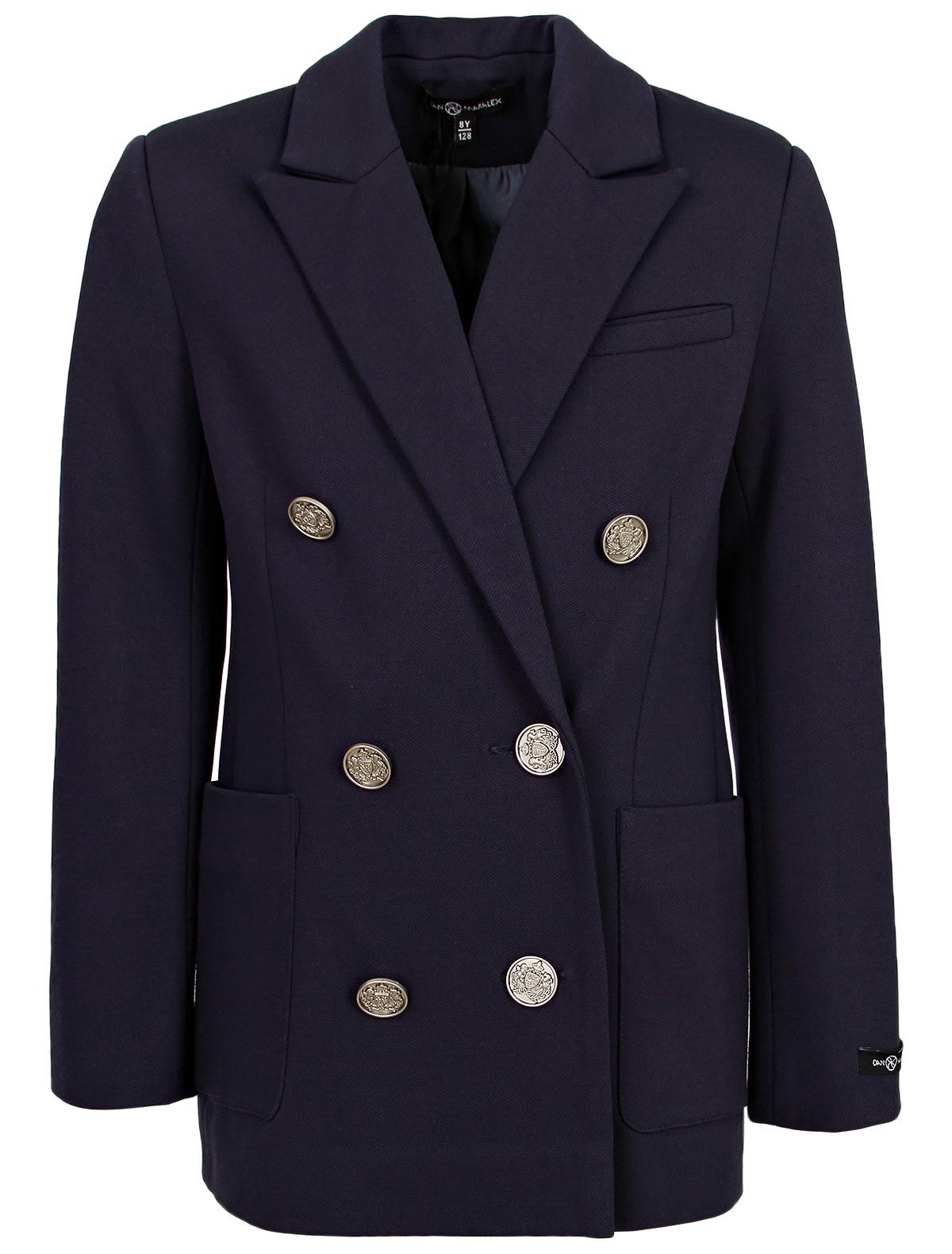 Синий двубортный жакет