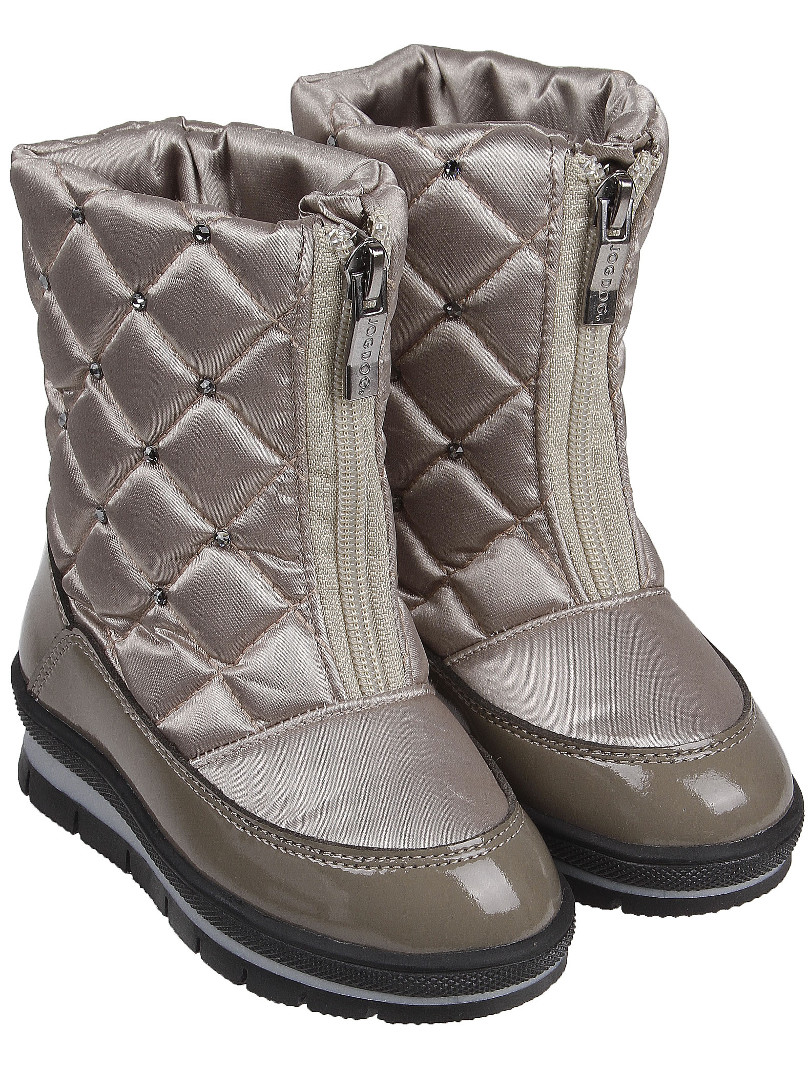 Стеганые сапоги на молнии бежевого цвета