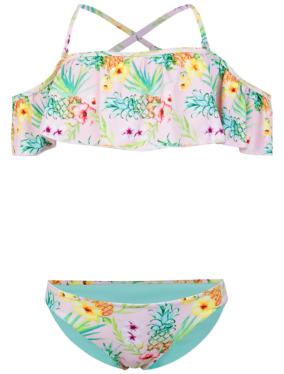 Раздельный купальник с тропическим принтом