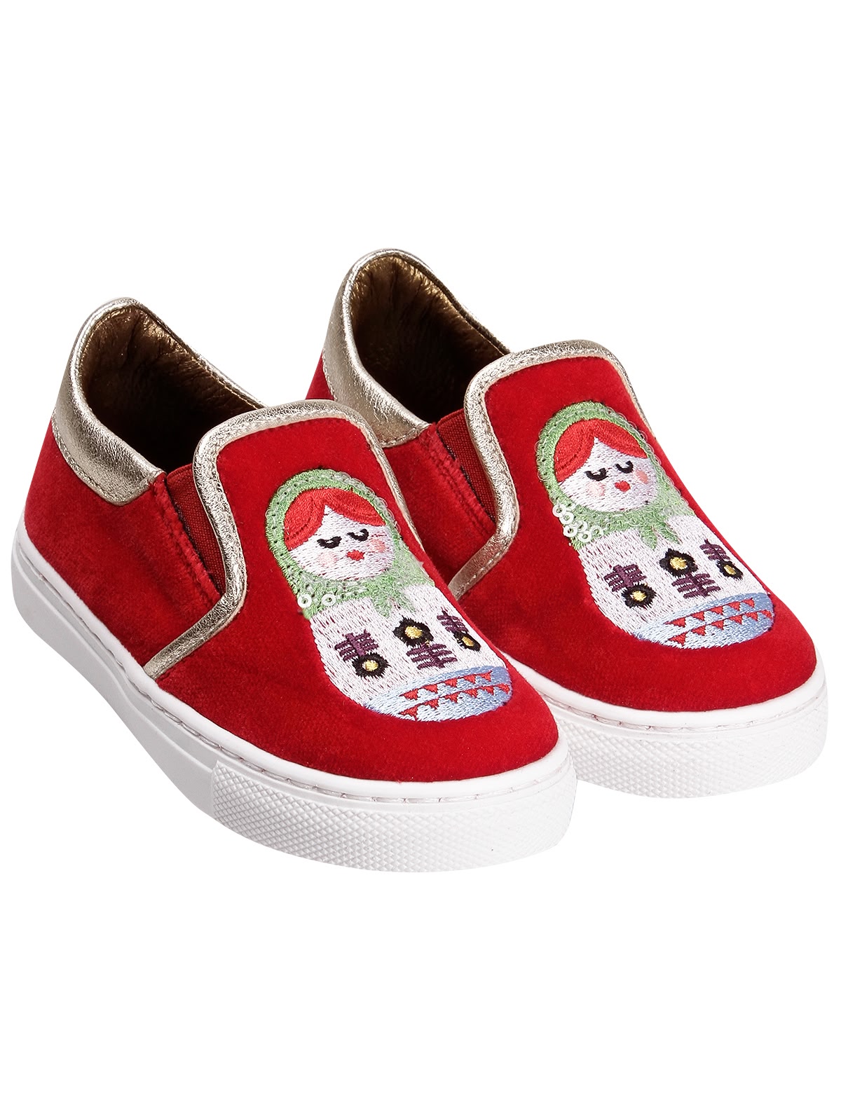 Слипоны с вышитыми матрешками