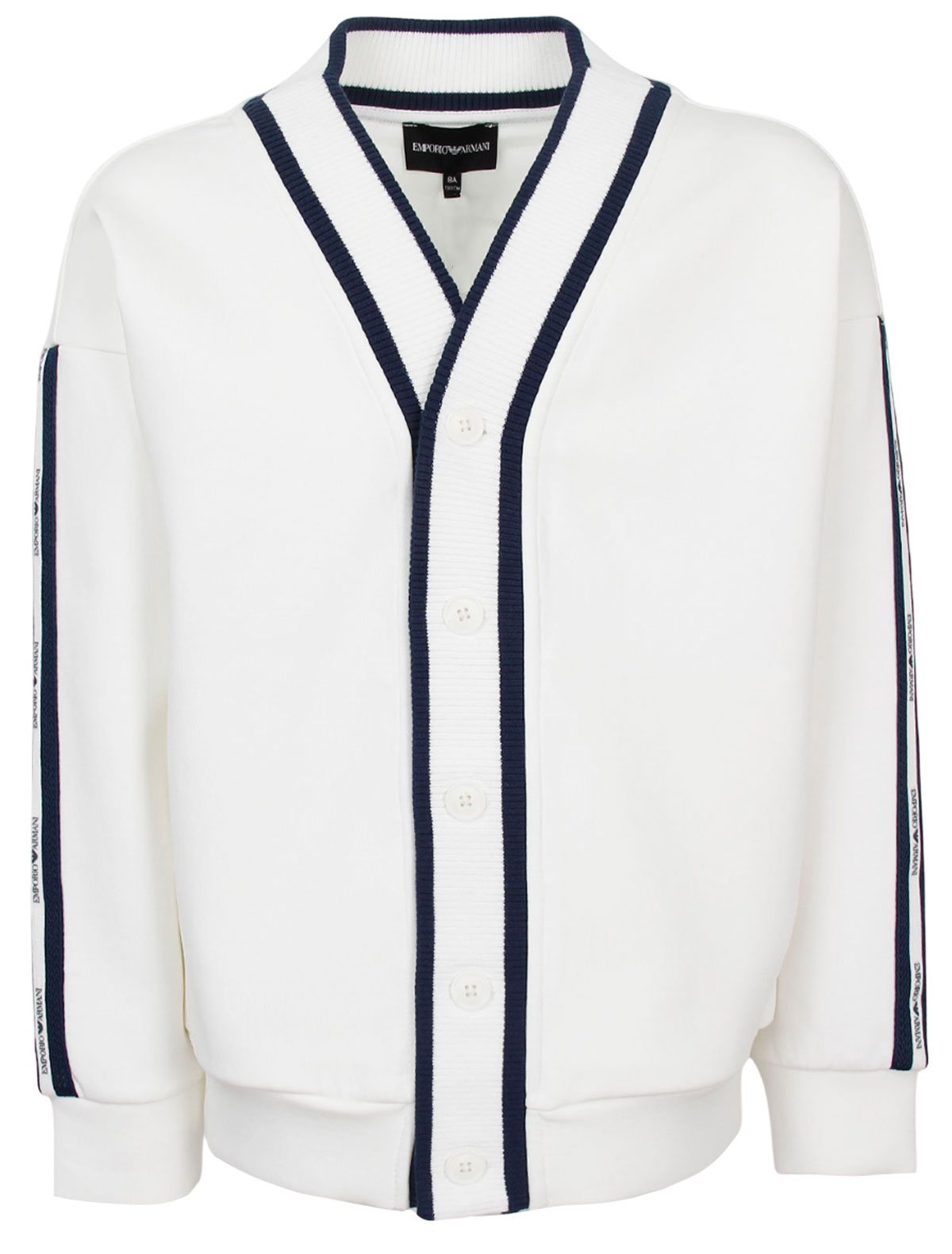 Белый кардиган с контрастной окантовкой