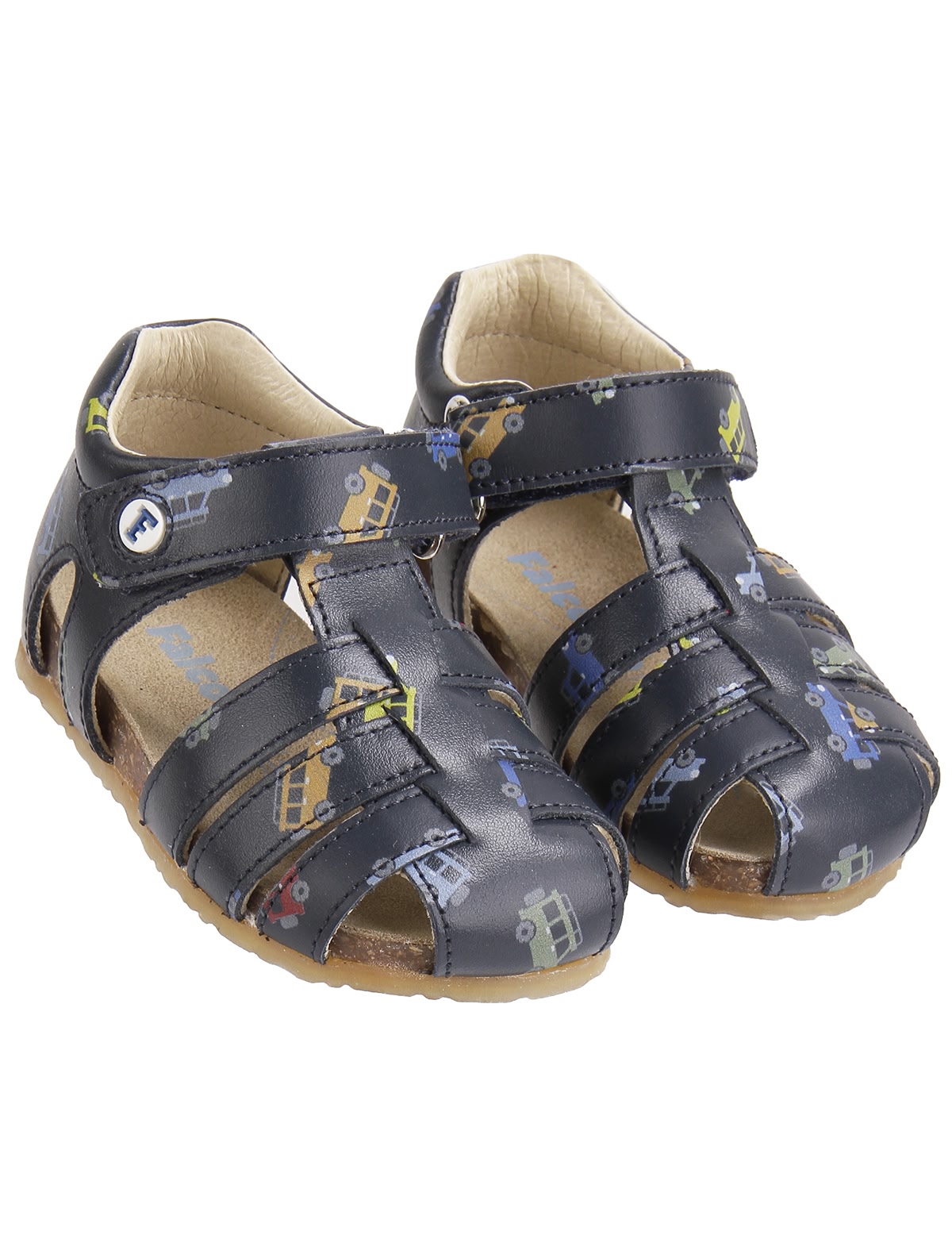 Синие сандалии с машинками