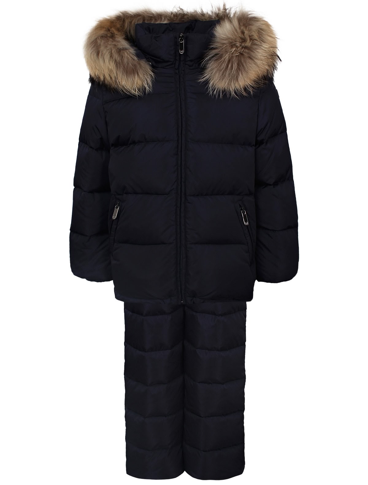 Пуховый комплект с натуральным мехом