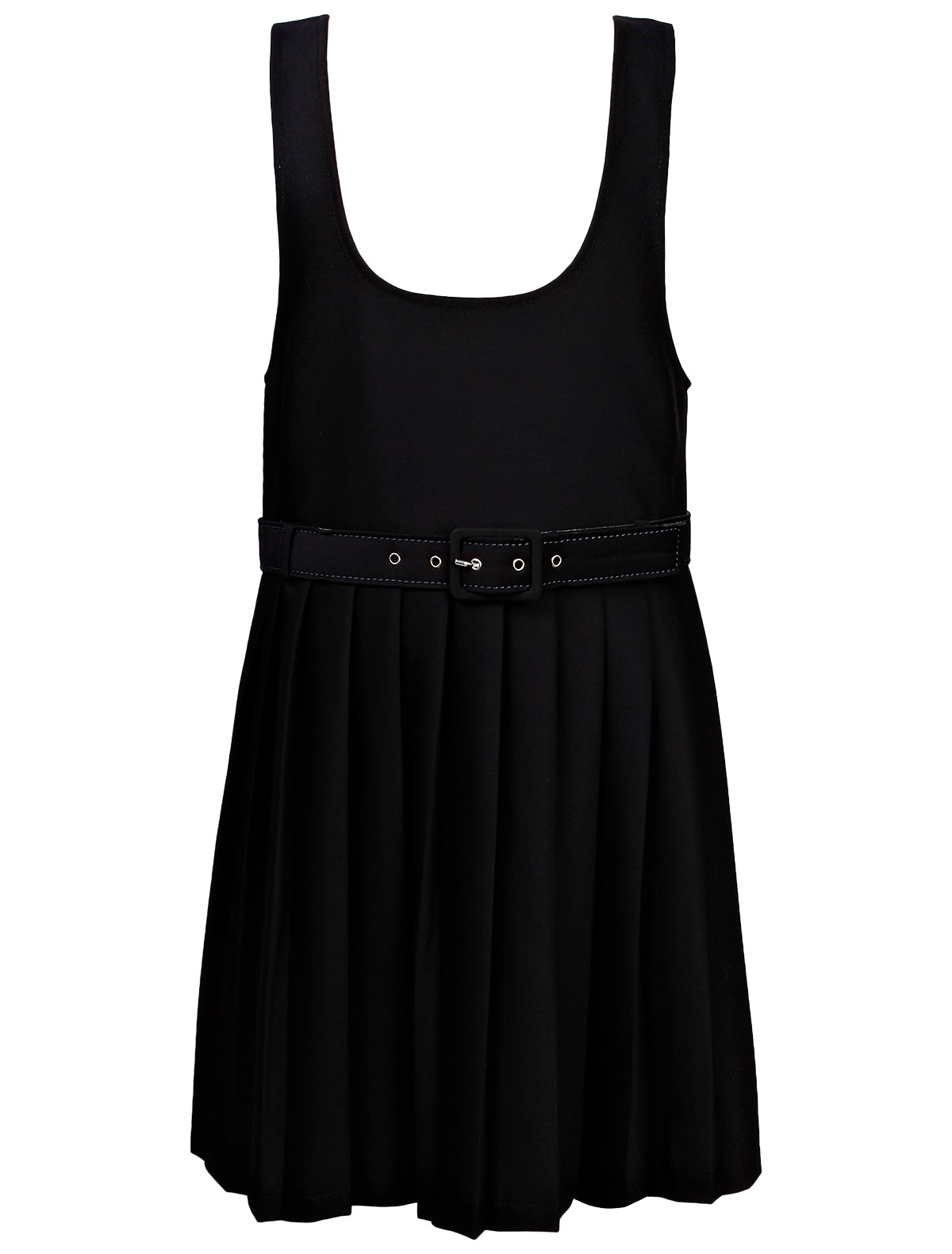 Синий сарафан с плиссированной юбкой