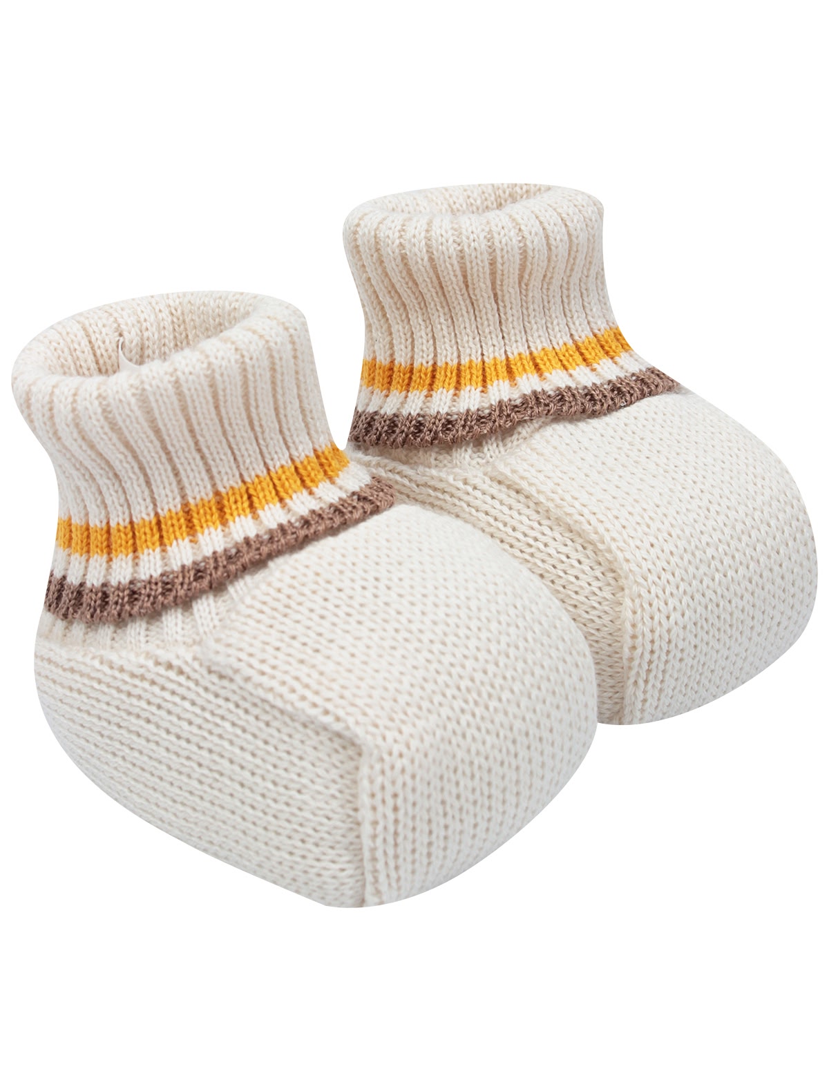 Бежевые пинетки-носочки с полосками