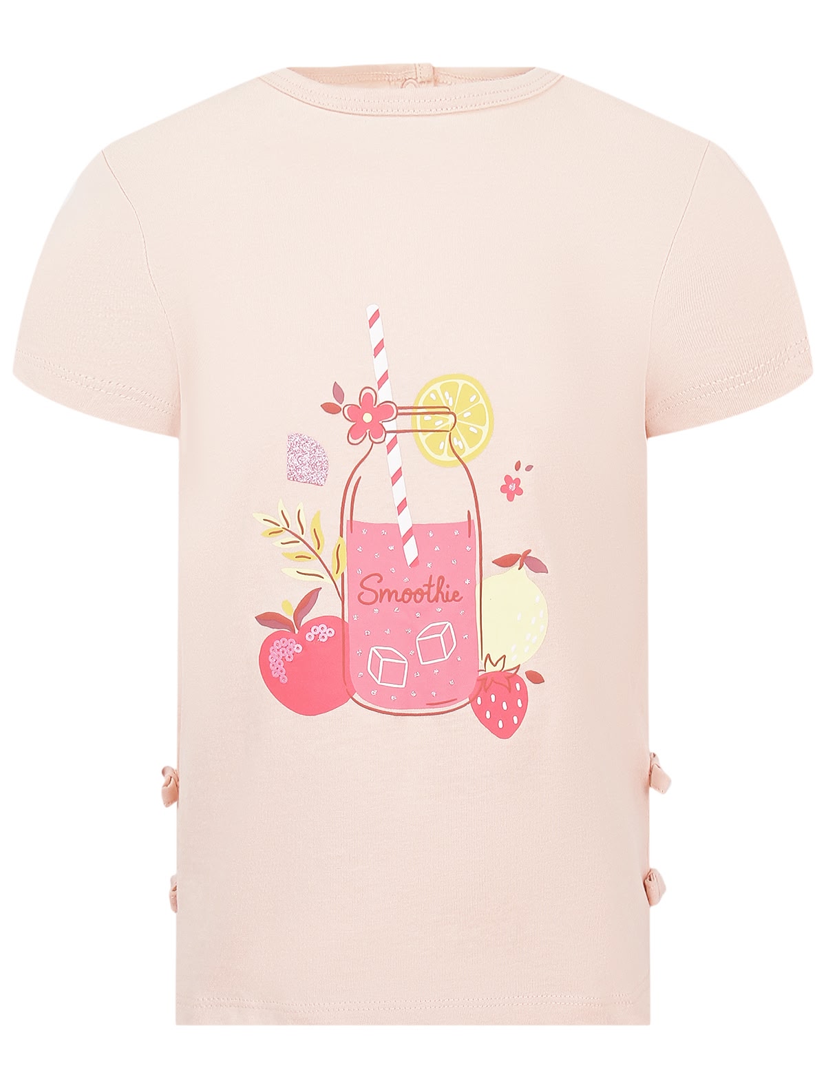 Розовая футболка с бантиками по бокам