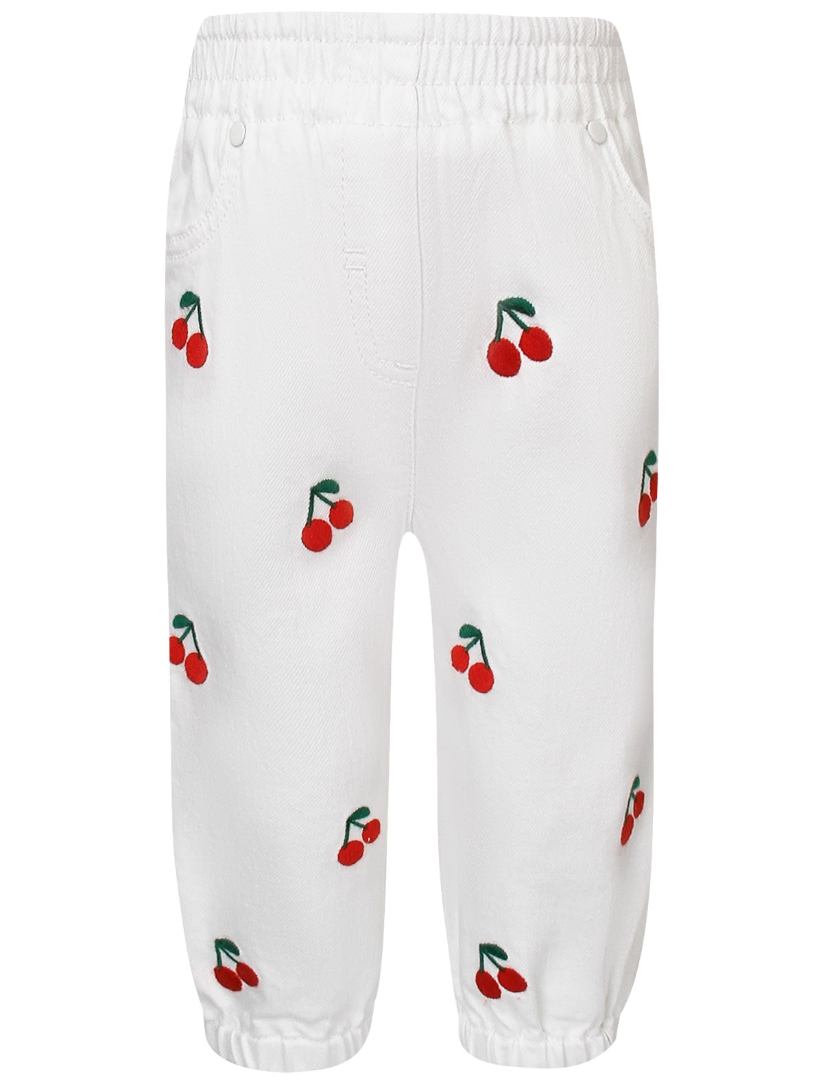 Брюки с вышитыми вишнями