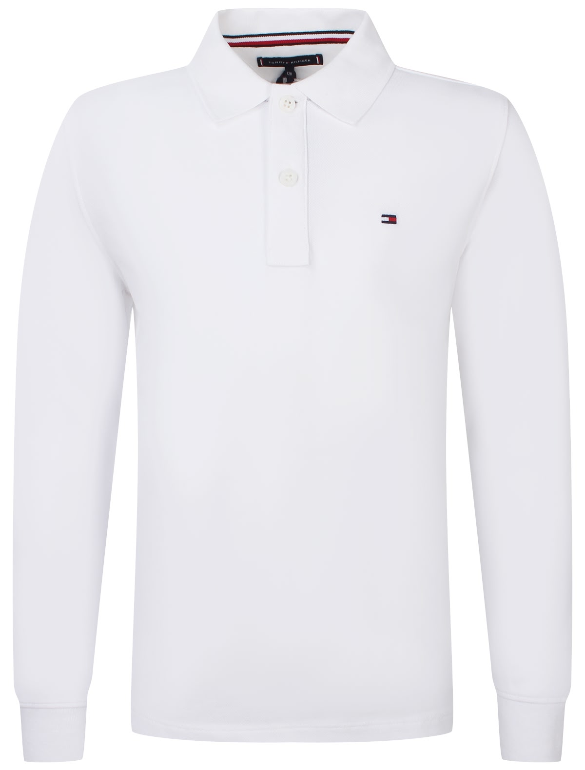 Белое поло с длинным рукавом